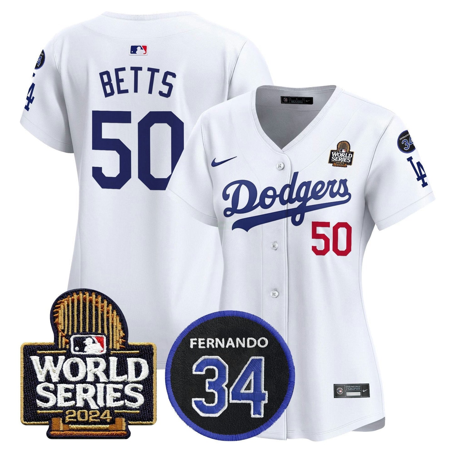 Camisa MLB Women’s Fernando Memorial & 2024 World Series Patch Vapor Premier Limited Jersey V2