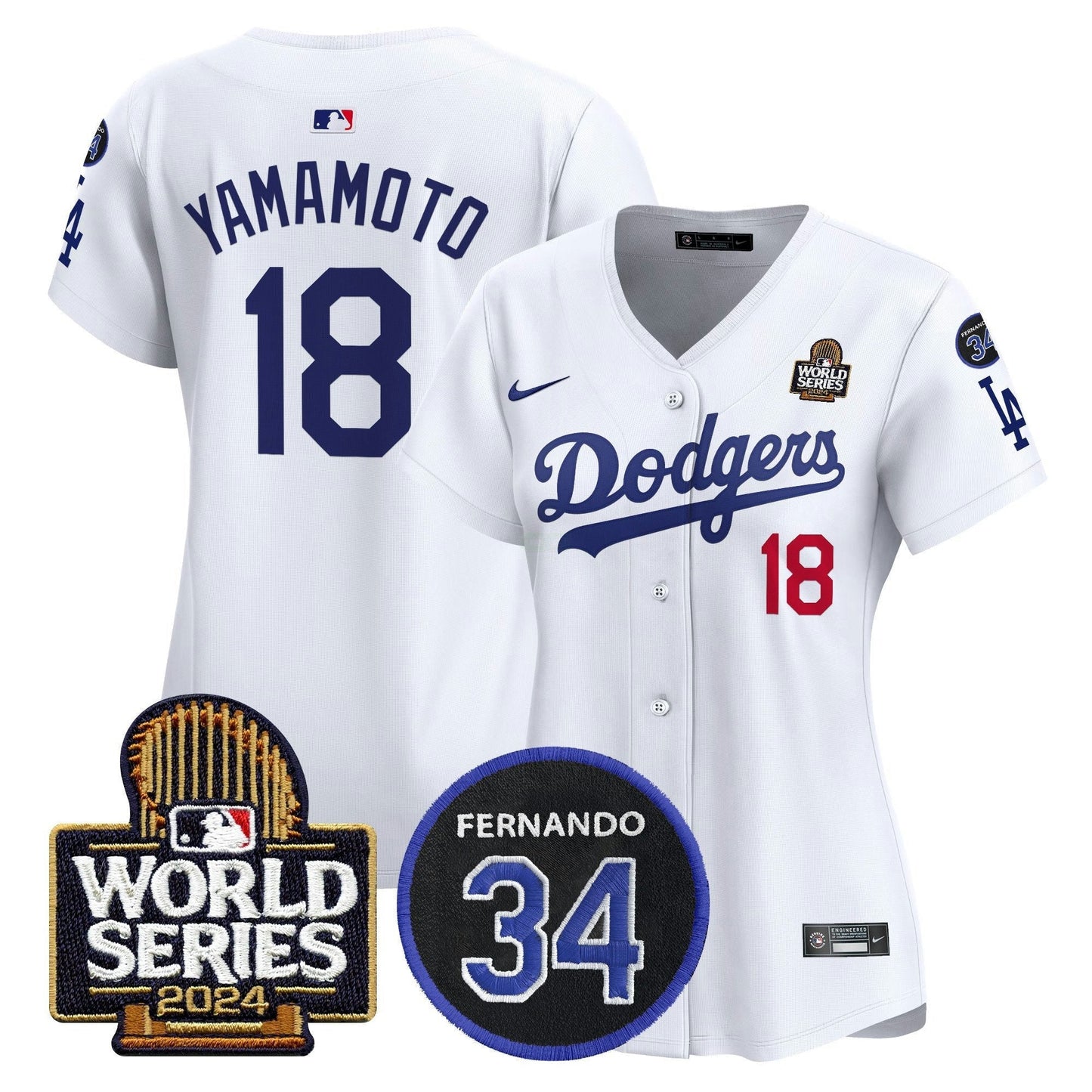 Camisa MLB Women’s Fernando Memorial & 2024 World Series Patch Vapor Premier Limited Jersey V2