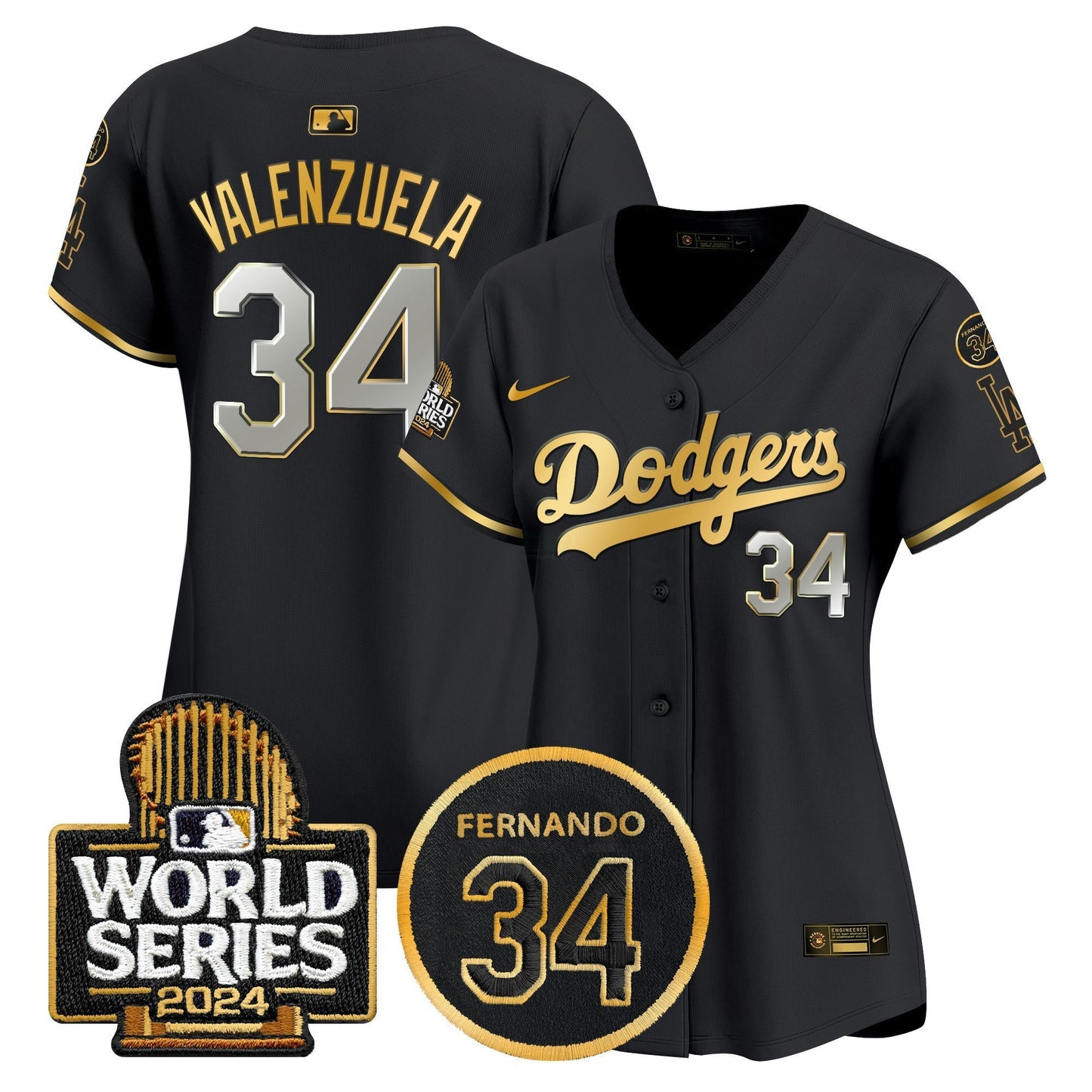 Camisa MLB Women’s Fernando Memorial & 2024 World Series Patch Vapor Premier Limited Jersey