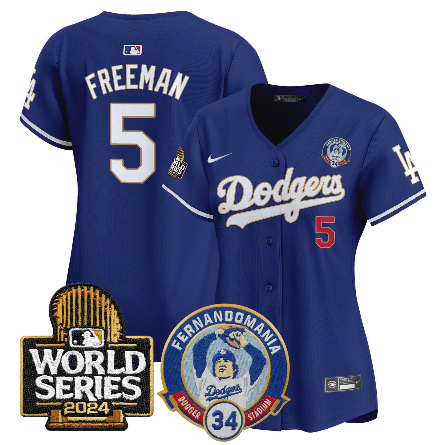 Camisa MLB Women’s Fernando Valenzuela & 2024 World Series Patch Vapor Premier Limited Jersey
