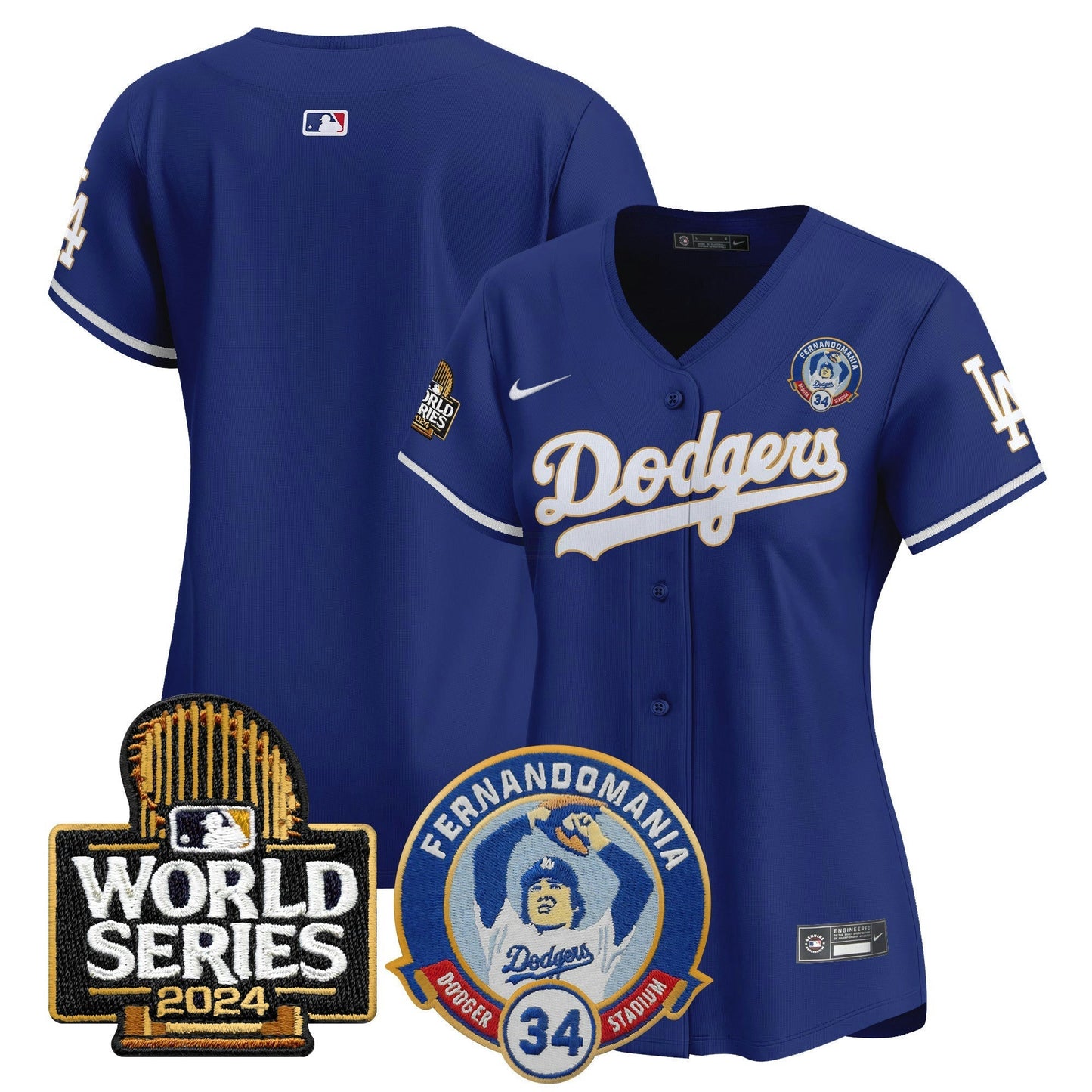 Camisa MLB Women’s Fernando Valenzuela & 2024 World Series Patch Vapor Premier Limited Jersey