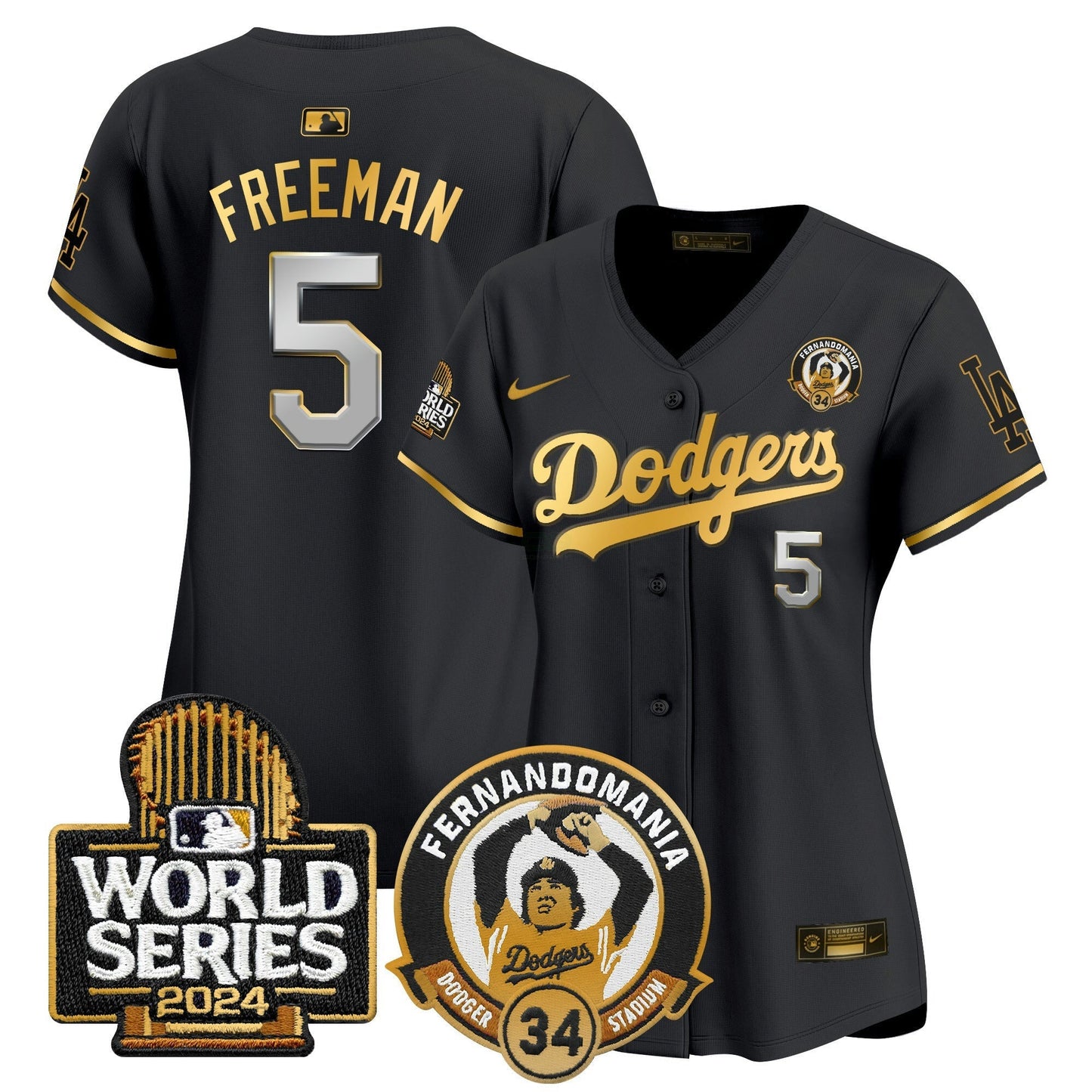 Camisa MLB Women’s Fernando Valenzuela & 2024 World Series Patch Vapor Premier Limited Jersey
