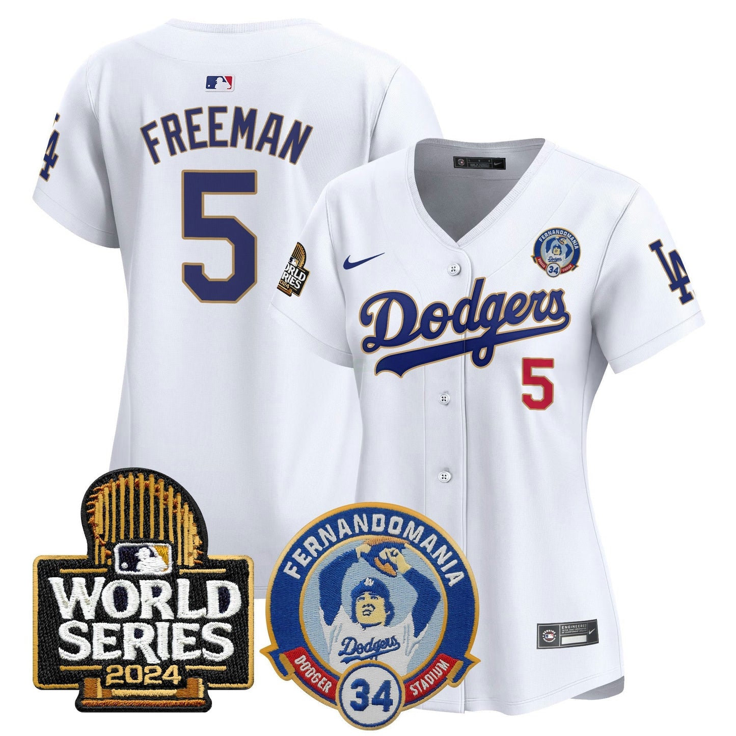 Camisa MLB Women’s Fernando Valenzuela & 2024 World Series Patch Vapor Premier Limited Jersey