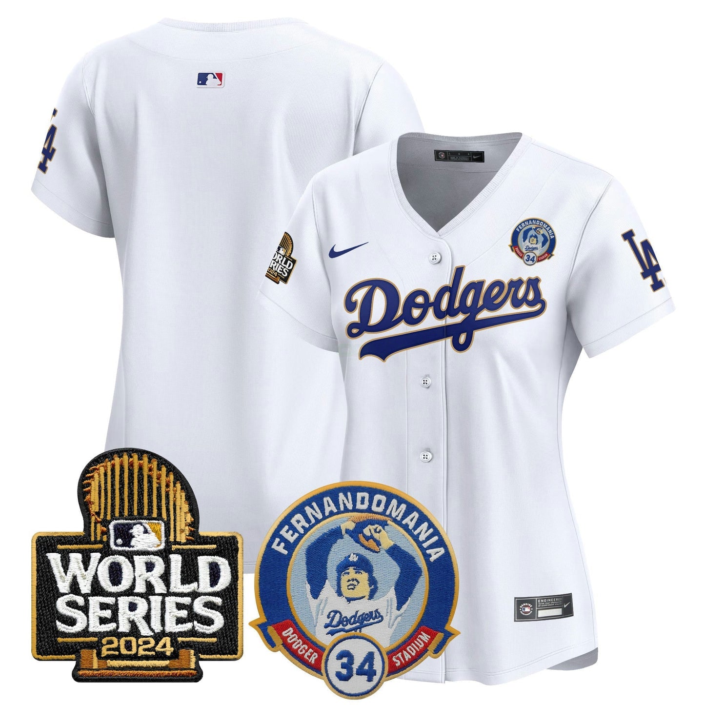 Camisa MLB Women’s Fernando Valenzuela & 2024 World Series Patch Vapor Premier Limited Jersey