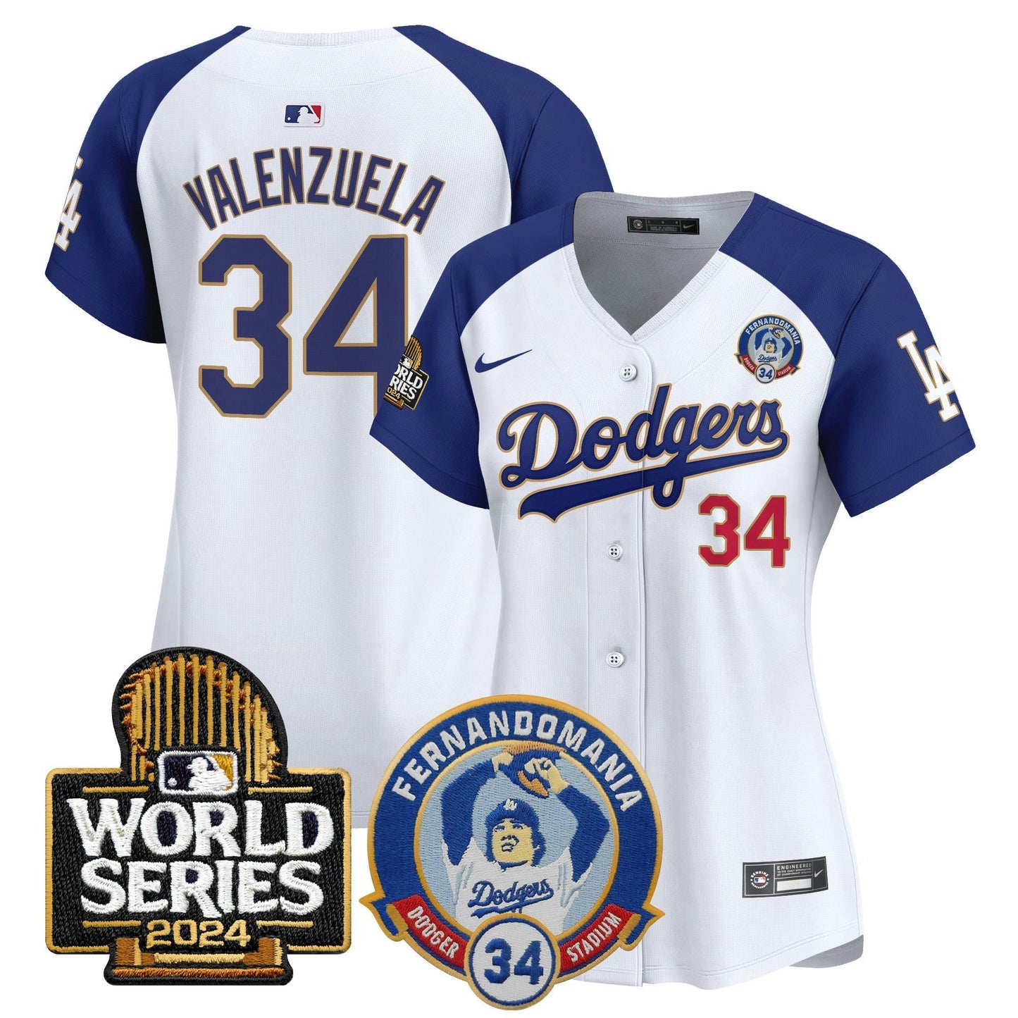 Camisa MLB Women’s Fernando Valenzuela & 2024 World Series Patch Vapor Premier Limited Jersey