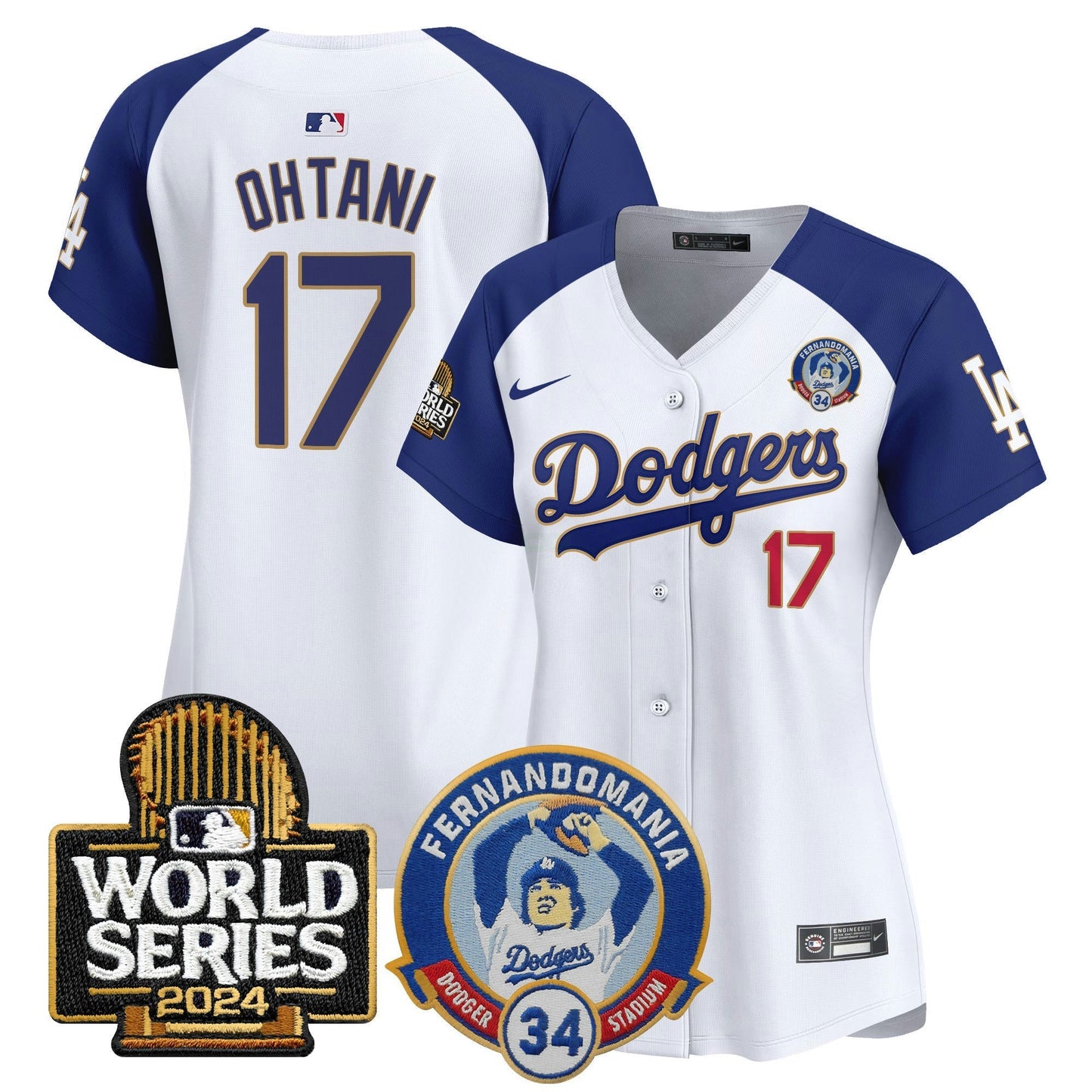 Camisa MLB Women’s Fernando Valenzuela & 2024 World Series Patch Vapor Premier Limited Jersey