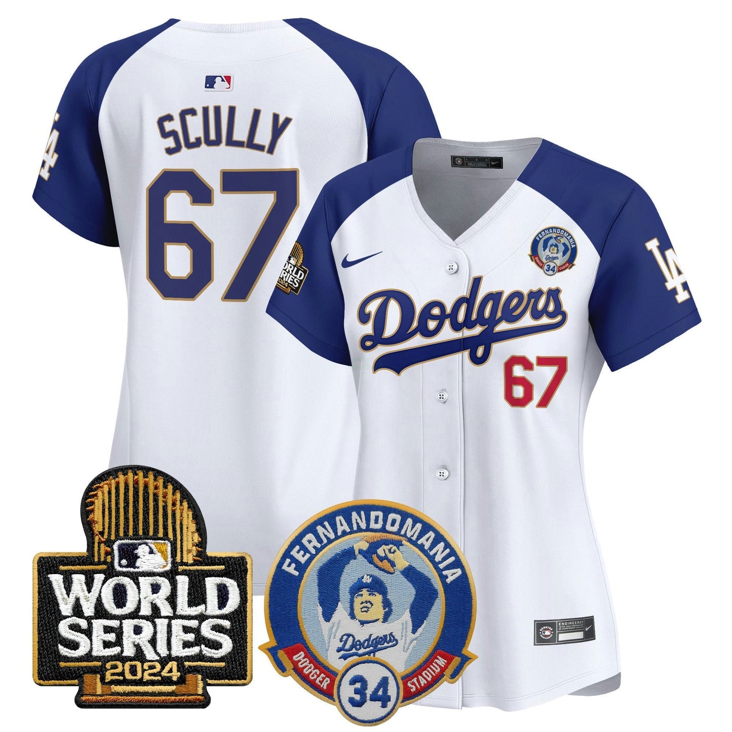 Camisa MLB Women’s Fernando Valenzuela & 2024 World Series Patch Vapor Premier Limited Jersey