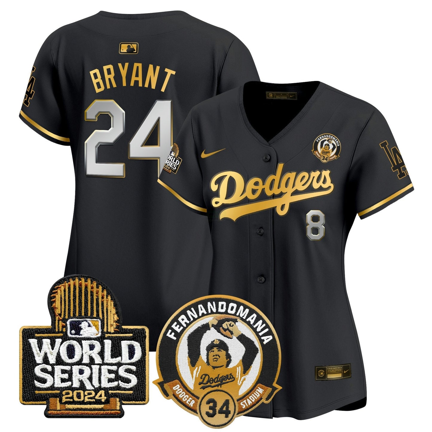 Camisa MLB Women’s Fernando Valenzuela & 2024 World Series Patch Vapor Premier Limited Jersey