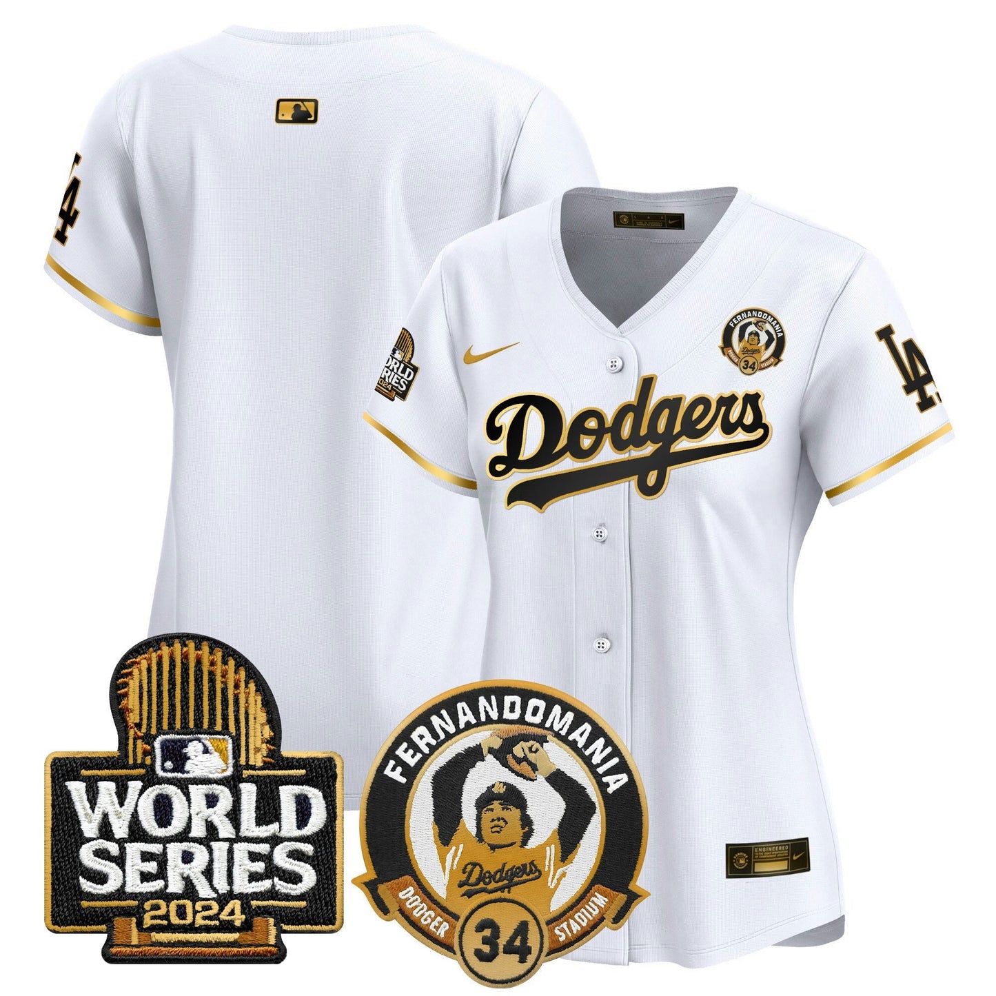 Camisa MLB Women’s Fernando Valenzuela & 2024 World Series Patch Vapor Premier Limited Jersey