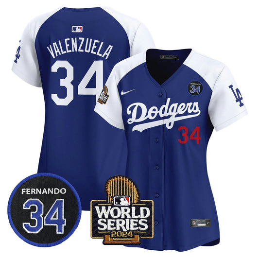 Camisa MLB Women’s Fernando Valenzuela & 2024 World Series Patch Vapor Premier Limited Jersey V2