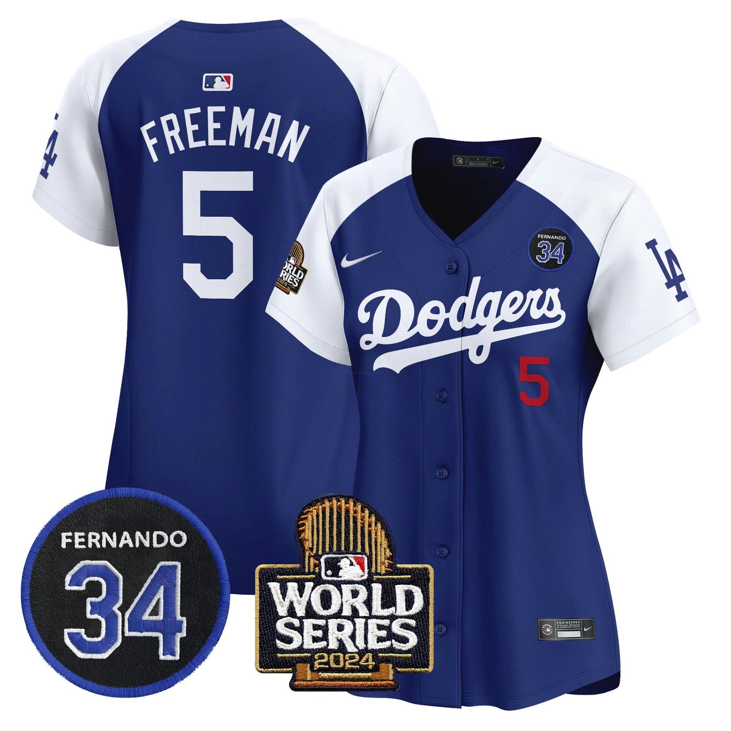 Camisa MLB Women’s Fernando Valenzuela & 2024 World Series Patch Vapor Premier Limited Jersey V2