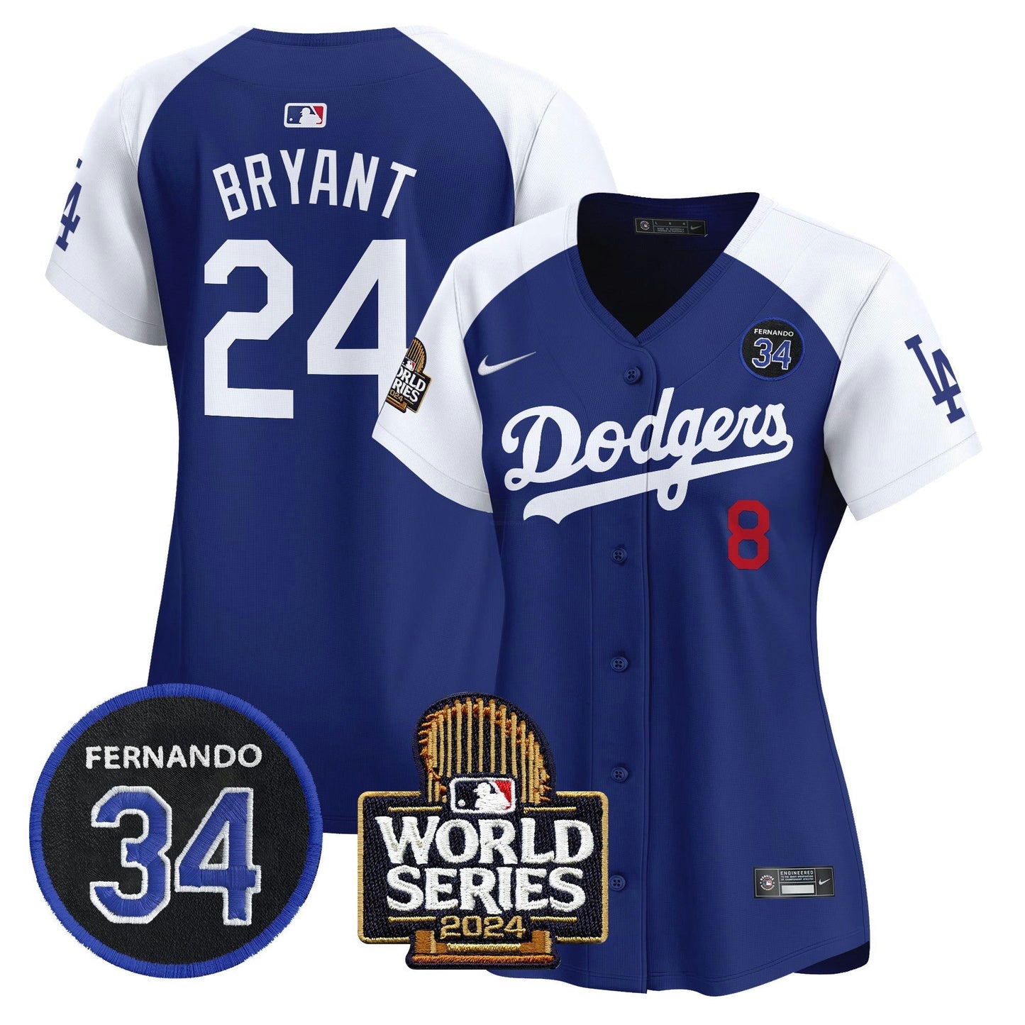 Camisa MLB Women’s Fernando Valenzuela & 2024 World Series Patch Vapor Premier Limited Jersey V2
