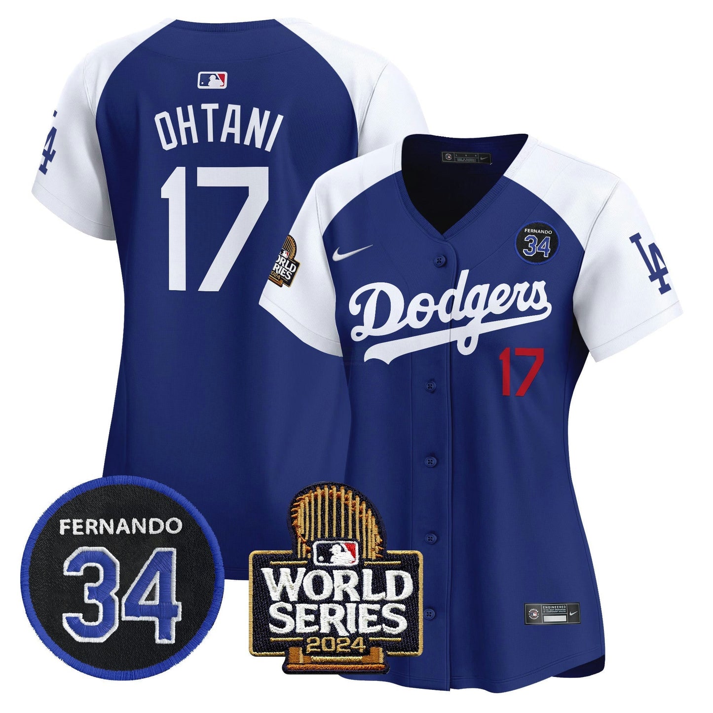 Camisa MLB Women’s Fernando Valenzuela & 2024 World Series Patch Vapor Premier Limited Jersey V2