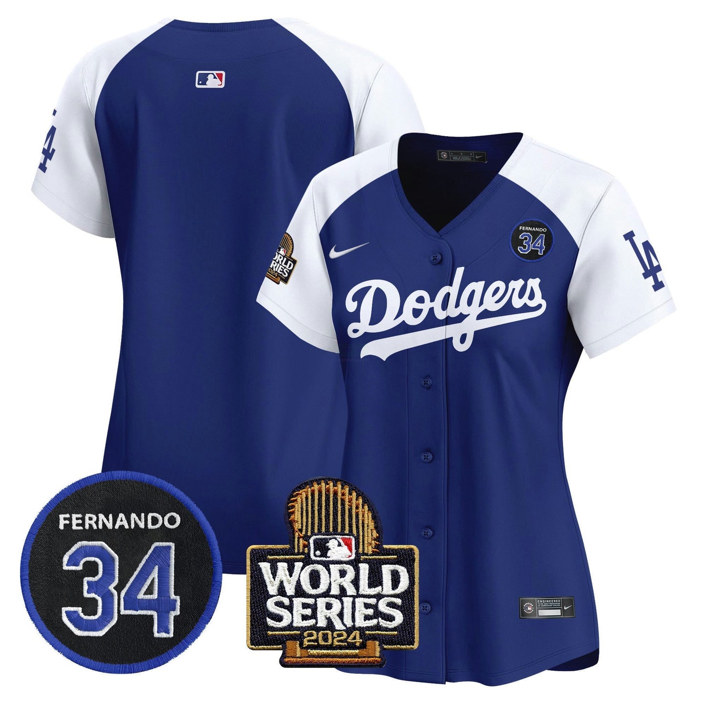 Camisa MLB Women’s Fernando Valenzuela & 2024 World Series Patch Vapor Premier Limited Jersey V2