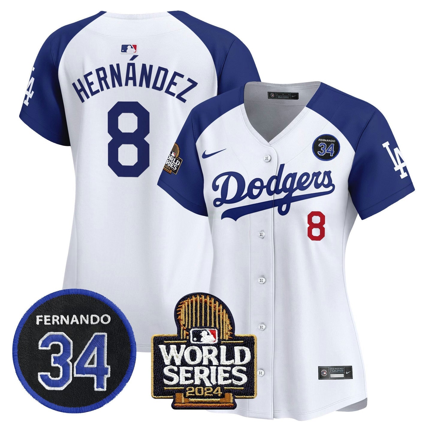 Camisa MLB Women’s Fernando Valenzuela & 2024 World Series Patch Vapor Premier Limited Jersey V2