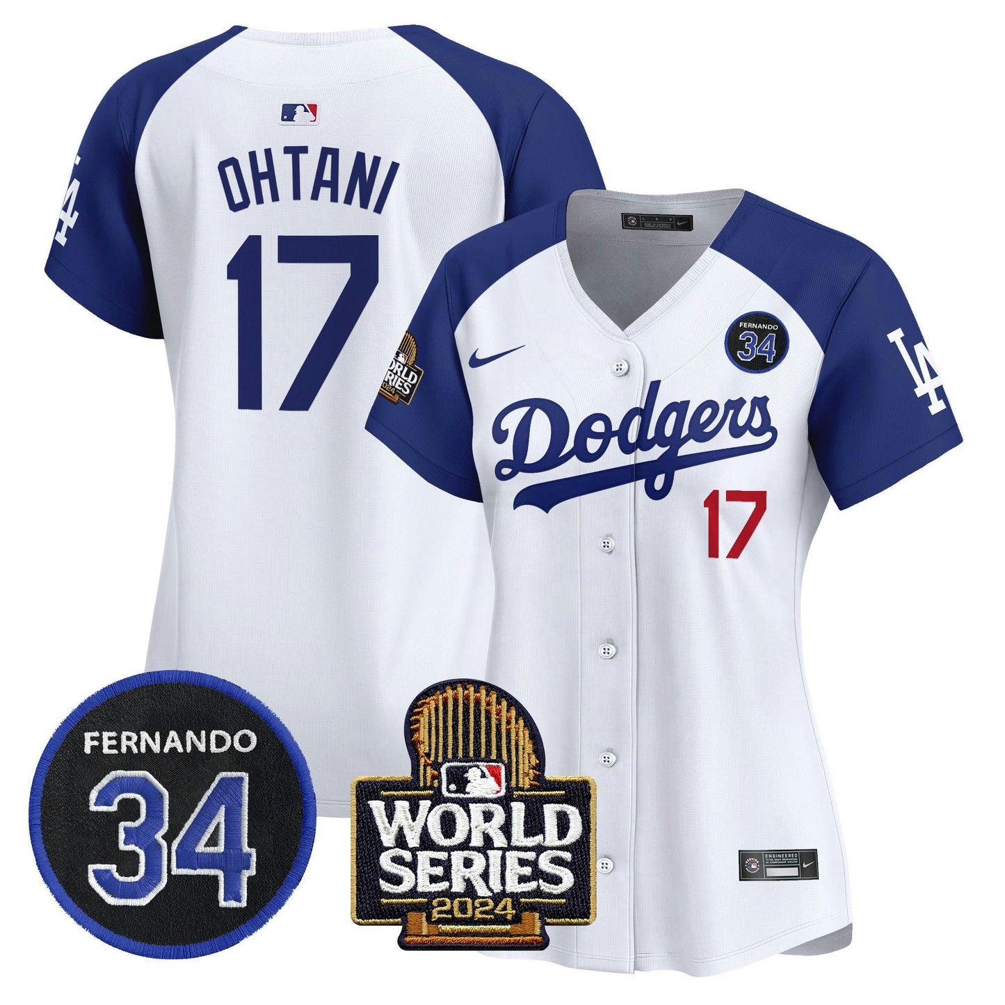 Camisa MLB Women’s Fernando Valenzuela & 2024 World Series Patch Vapor Premier Limited Jersey V2