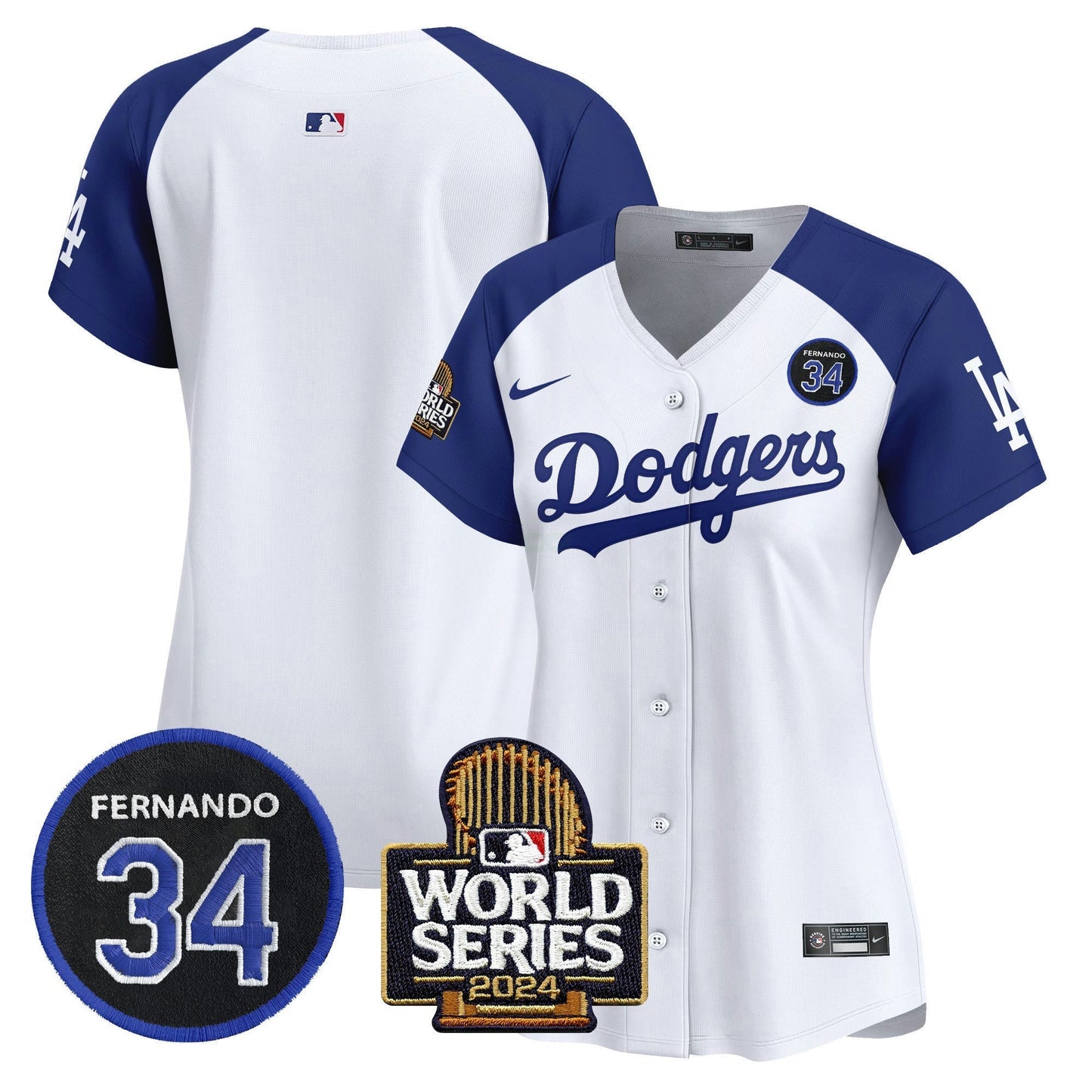 Camisa MLB Women’s Fernando Valenzuela & 2024 World Series Patch Vapor Premier Limited Jersey V2