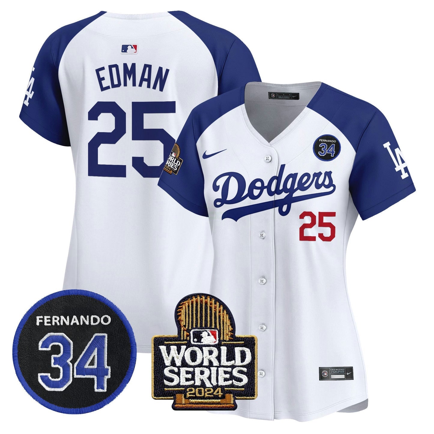Camisa MLB Women’s Fernando Valenzuela & 2024 World Series Patch Vapor Premier Limited Jersey V2