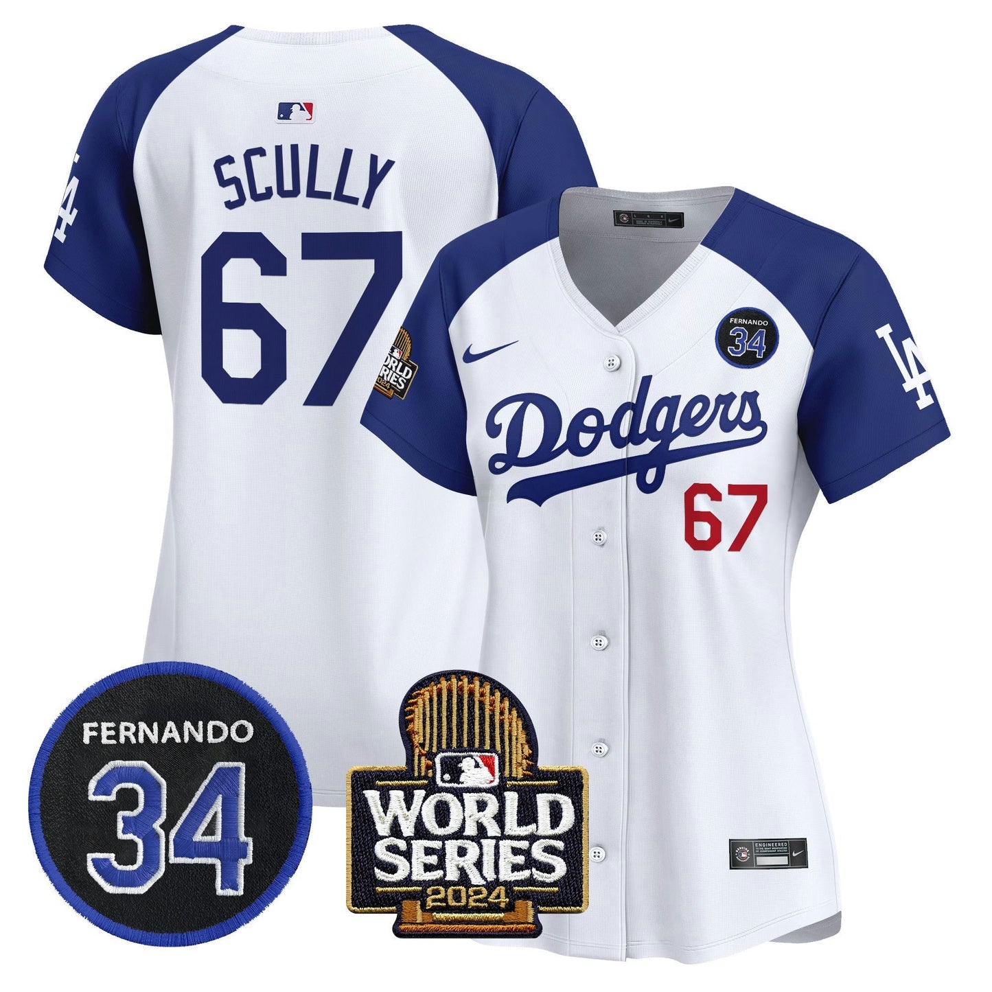 Camisa MLB Women’s Fernando Valenzuela & 2024 World Series Patch Vapor Premier Limited Jersey V2