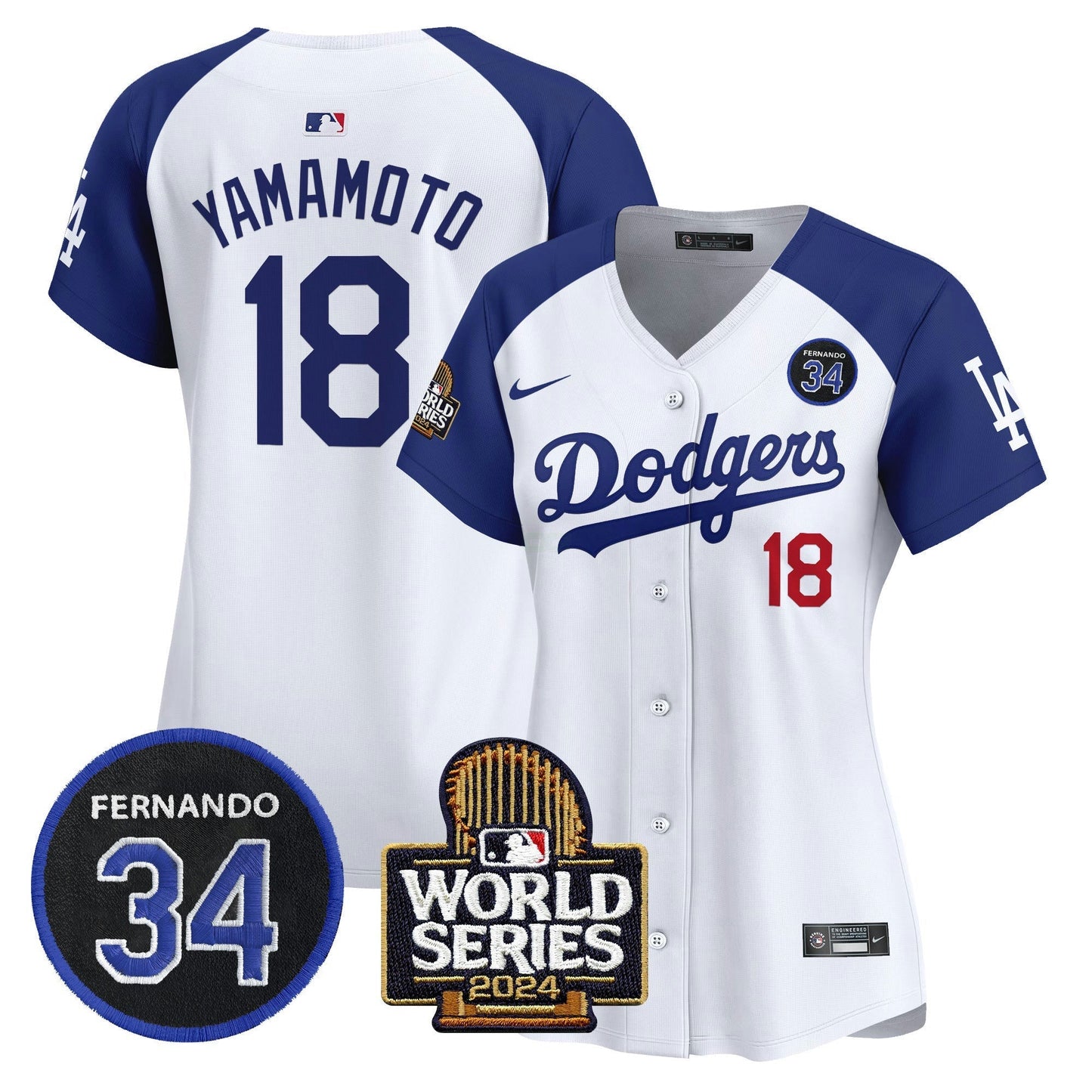 Camisa MLB Women’s Fernando Valenzuela & 2024 World Series Patch Vapor Premier Limited Jersey V2
