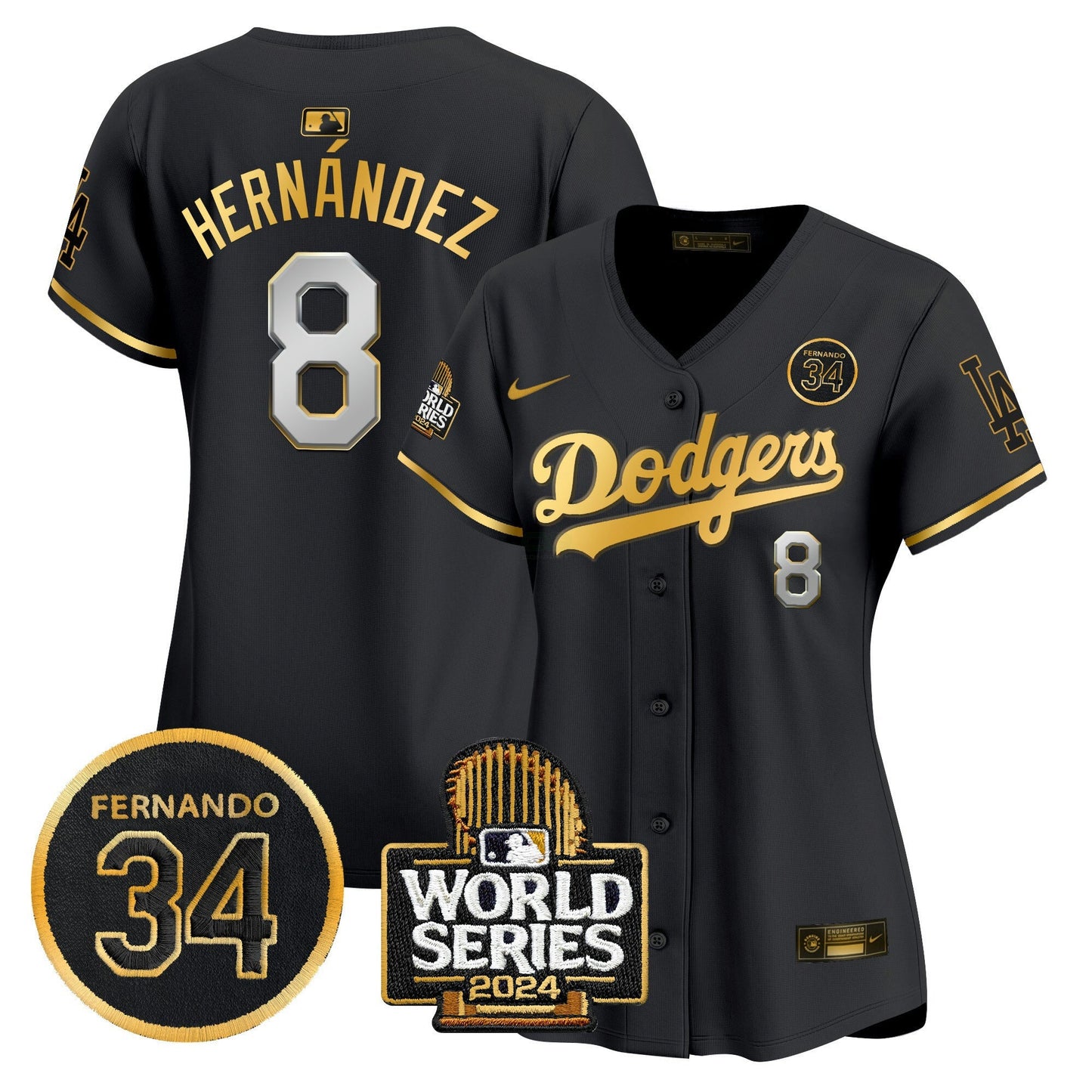 Camisa MLB Women’s Fernando Valenzuela & 2024 World Series Patch Vapor Premier Limited Jersey V2