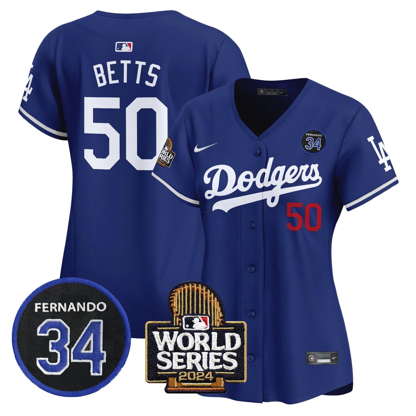 Camisa MLB Women’s Fernando Valenzuela & 2024 World Series Patch Vapor Premier Limited Jersey V2
