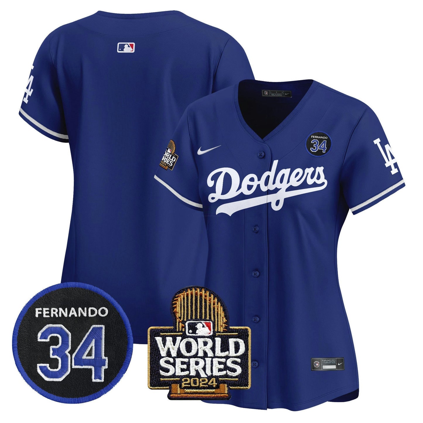 Camisa MLB Women’s Fernando Valenzuela & 2024 World Series Patch Vapor Premier Limited Jersey V2