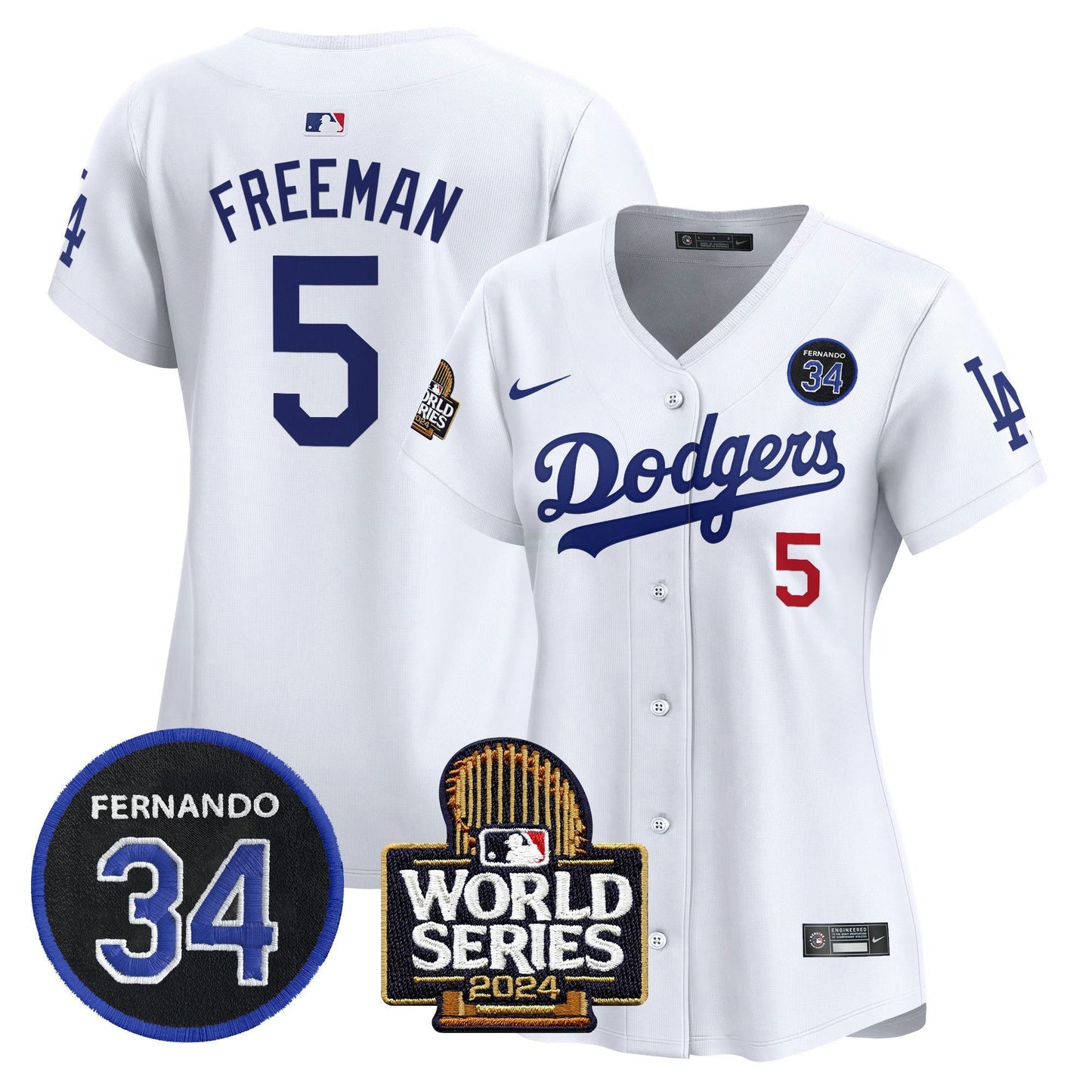 Camisa MLB Women’s Fernando Valenzuela & 2024 World Series Patch Vapor Premier Limited Jersey V2