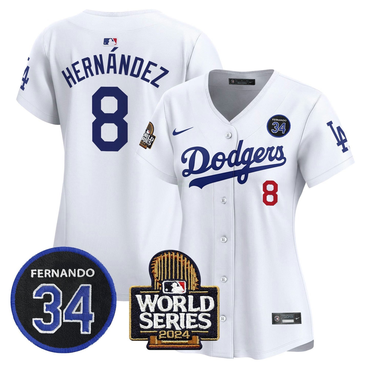 Camisa MLB Women’s Fernando Valenzuela & 2024 World Series Patch Vapor Premier Limited Jersey V2