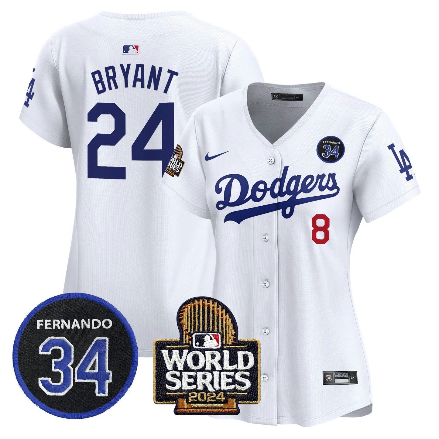 Camisa MLB Women’s Fernando Valenzuela & 2024 World Series Patch Vapor Premier Limited Jersey V2