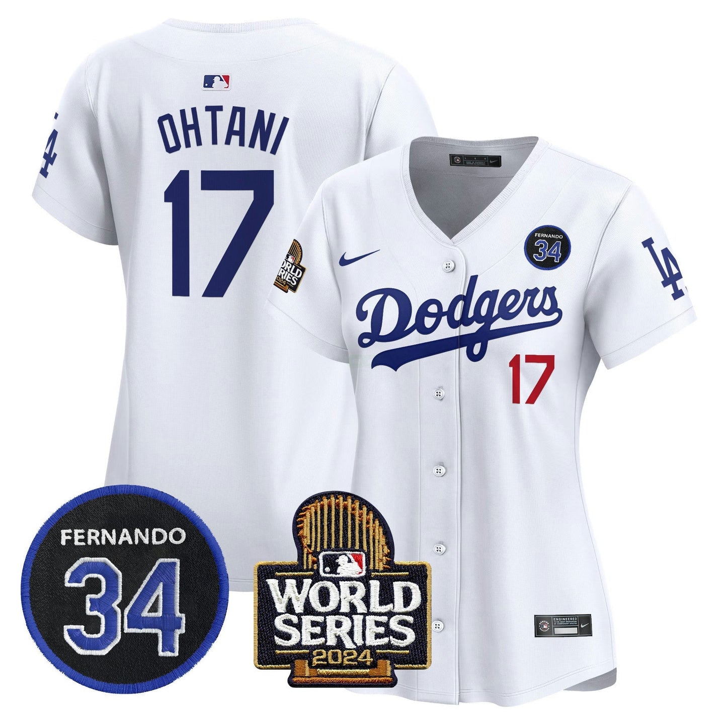 Camisa MLB Women’s Fernando Valenzuela & 2024 World Series Patch Vapor Premier Limited Jersey V2