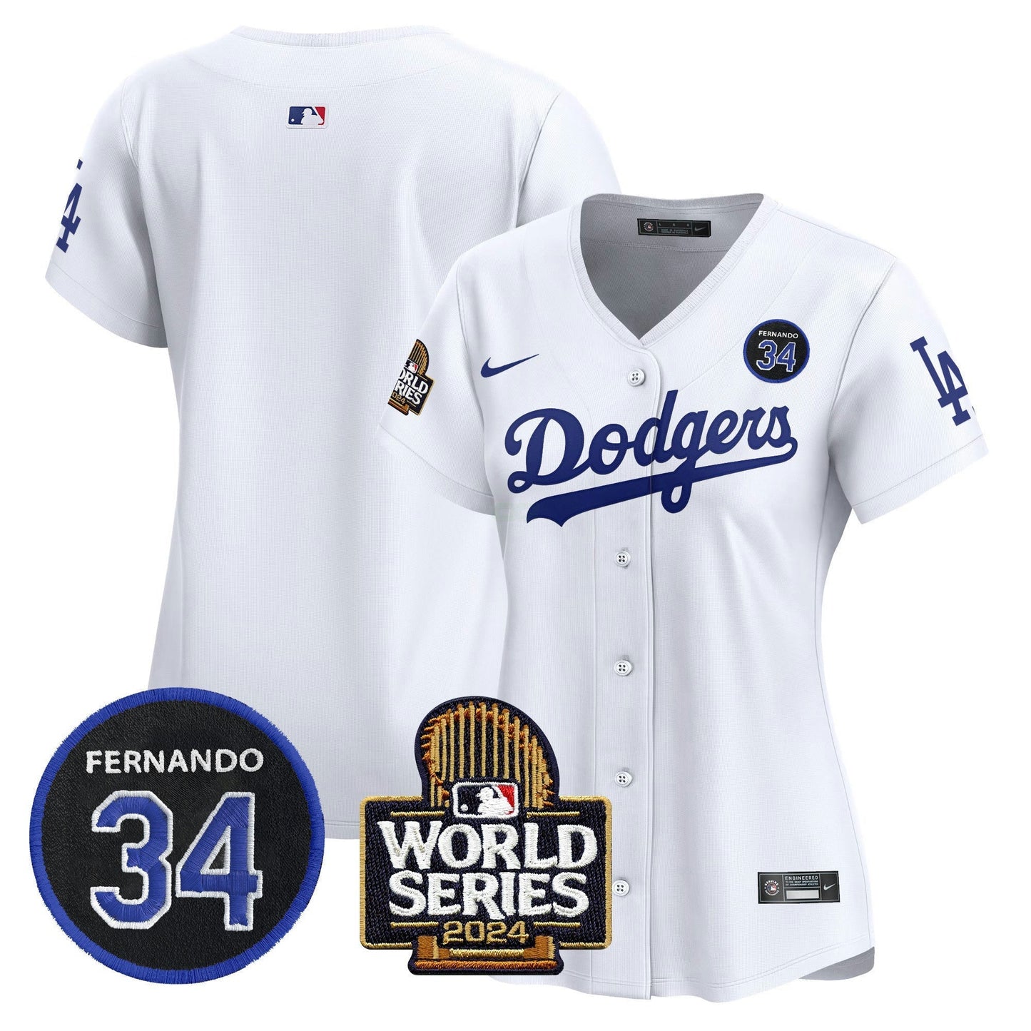 Camisa MLB Women’s Fernando Valenzuela & 2024 World Series Patch Vapor Premier Limited Jersey V2