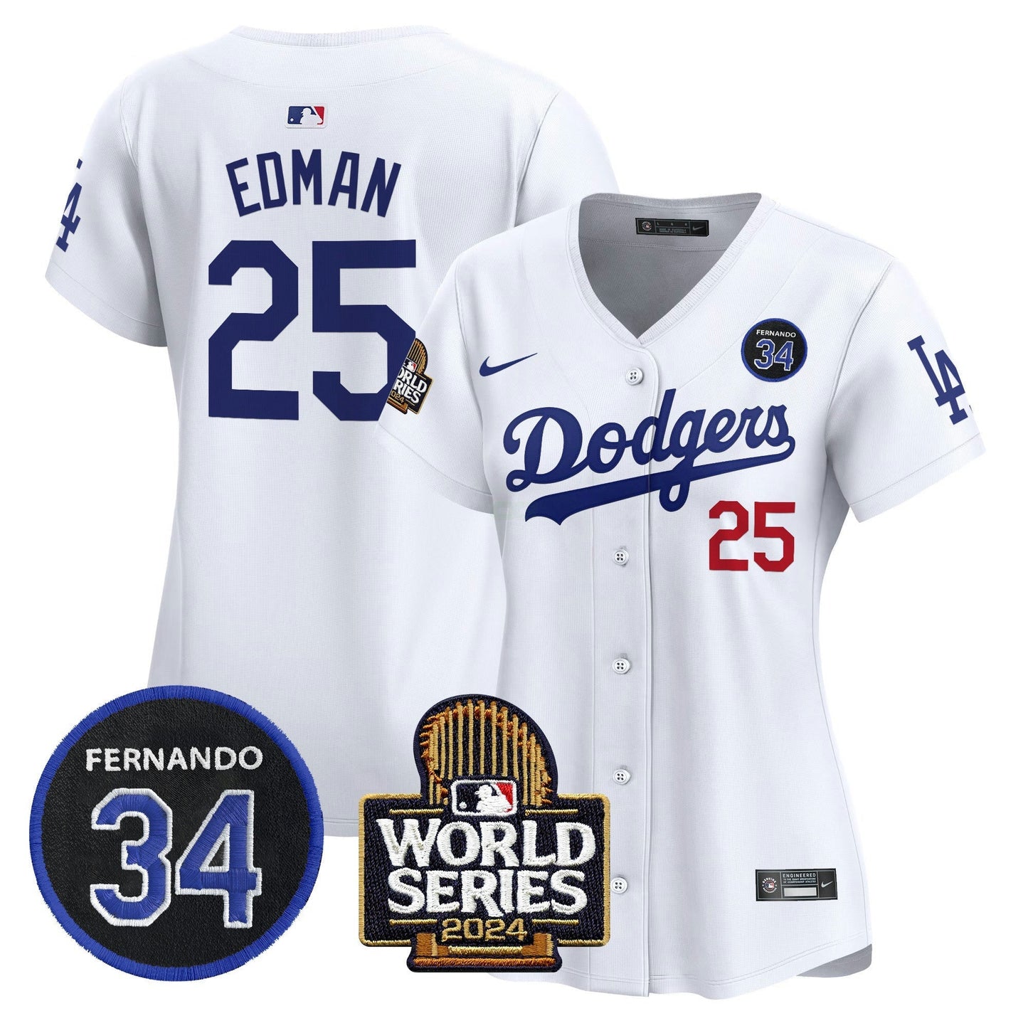 Camisa MLB Women’s Fernando Valenzuela & 2024 World Series Patch Vapor Premier Limited Jersey V2