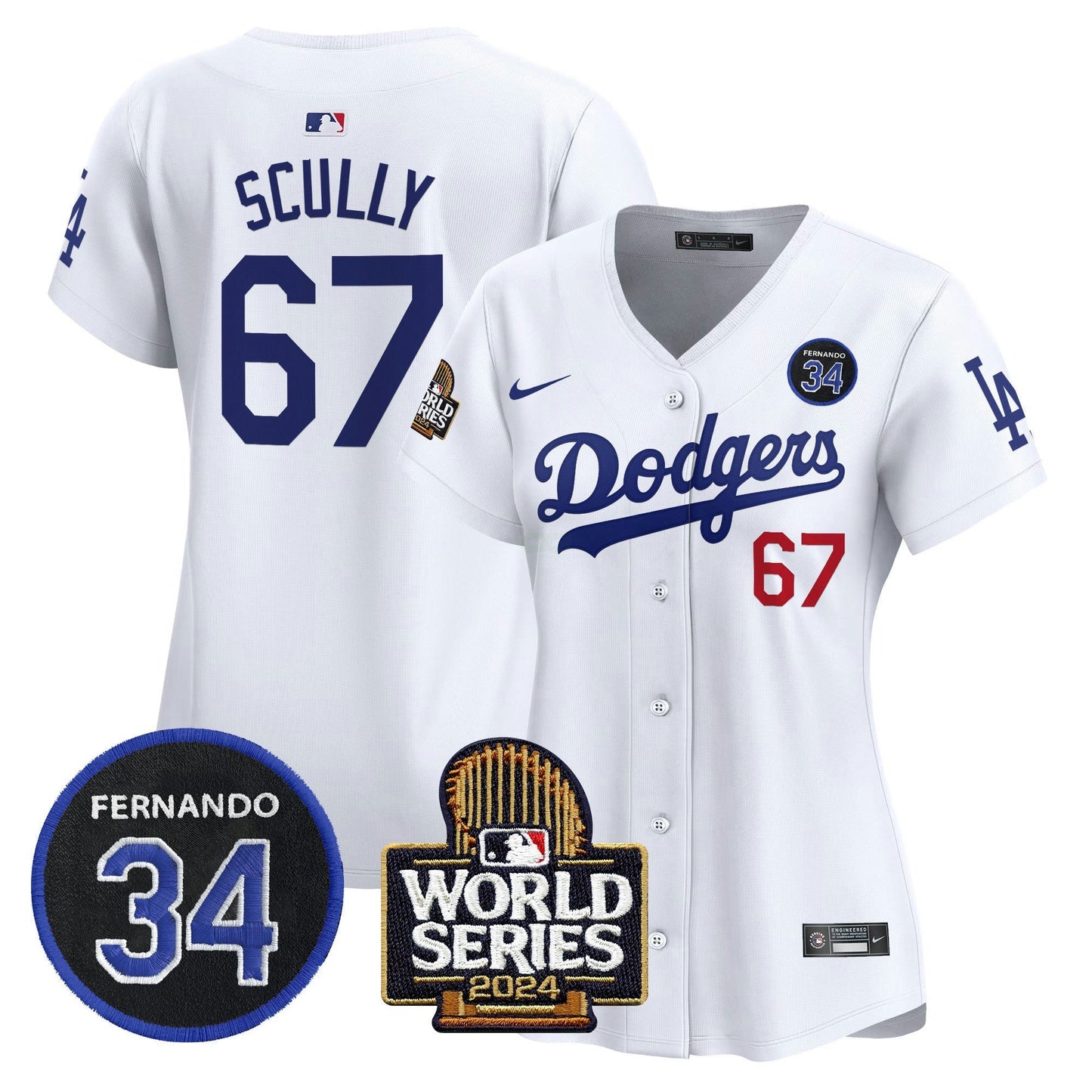 Camisa MLB Women’s Fernando Valenzuela & 2024 World Series Patch Vapor Premier Limited Jersey V2