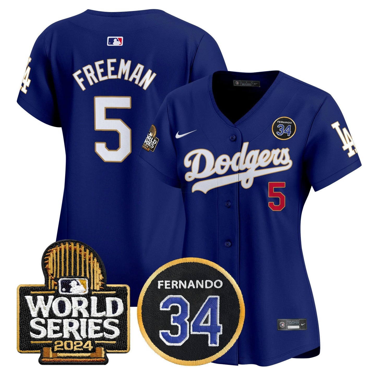 Camisa MLB Women’s Fernando Valenzuela Memorial & 2024 World Series Patch Vapor Premier Limited Jersey