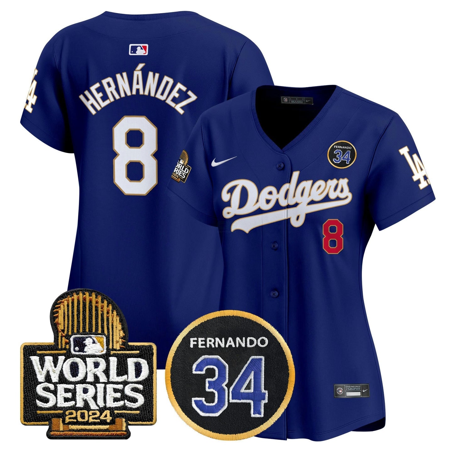 Camisa MLB Women’s Fernando Valenzuela Memorial & 2024 World Series Patch Vapor Premier Limited Jersey
