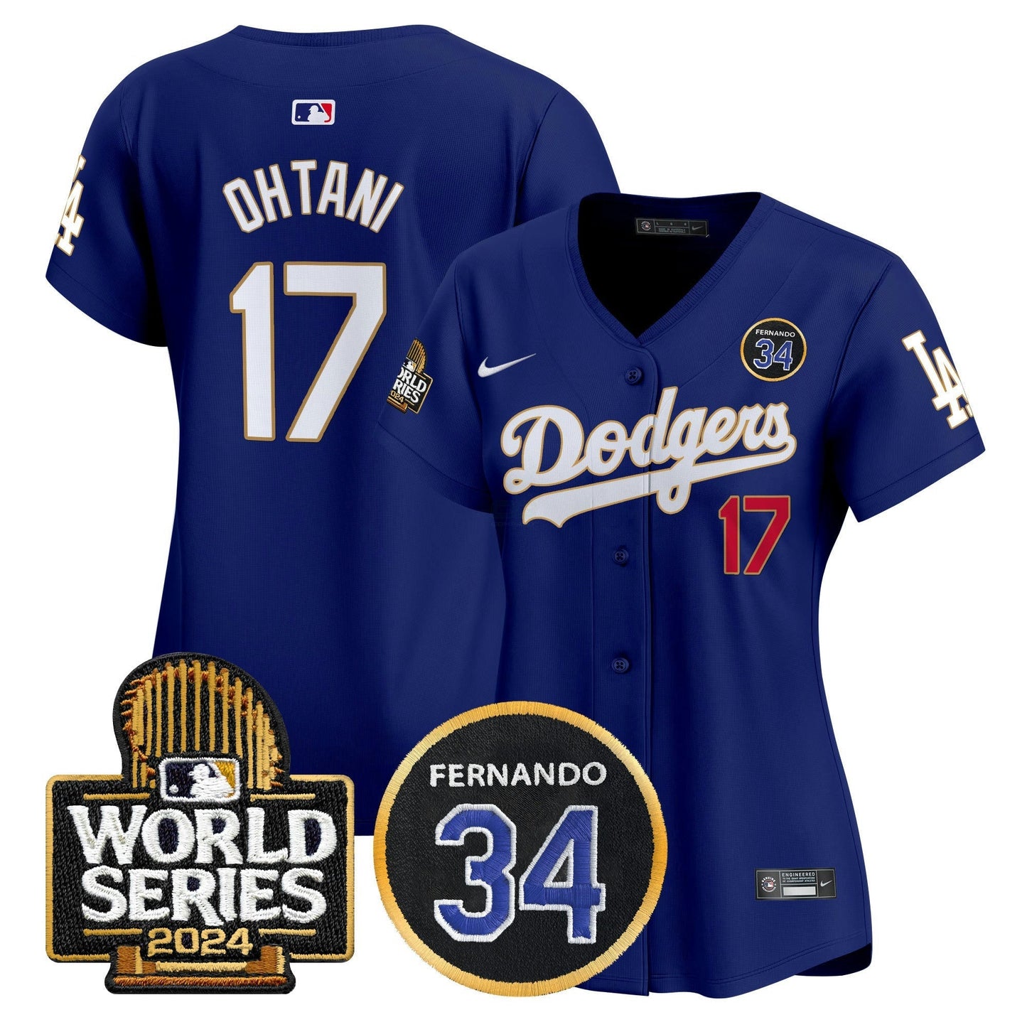 Camisa MLB Women’s Fernando Valenzuela Memorial & 2024 World Series Patch Vapor Premier Limited Jersey