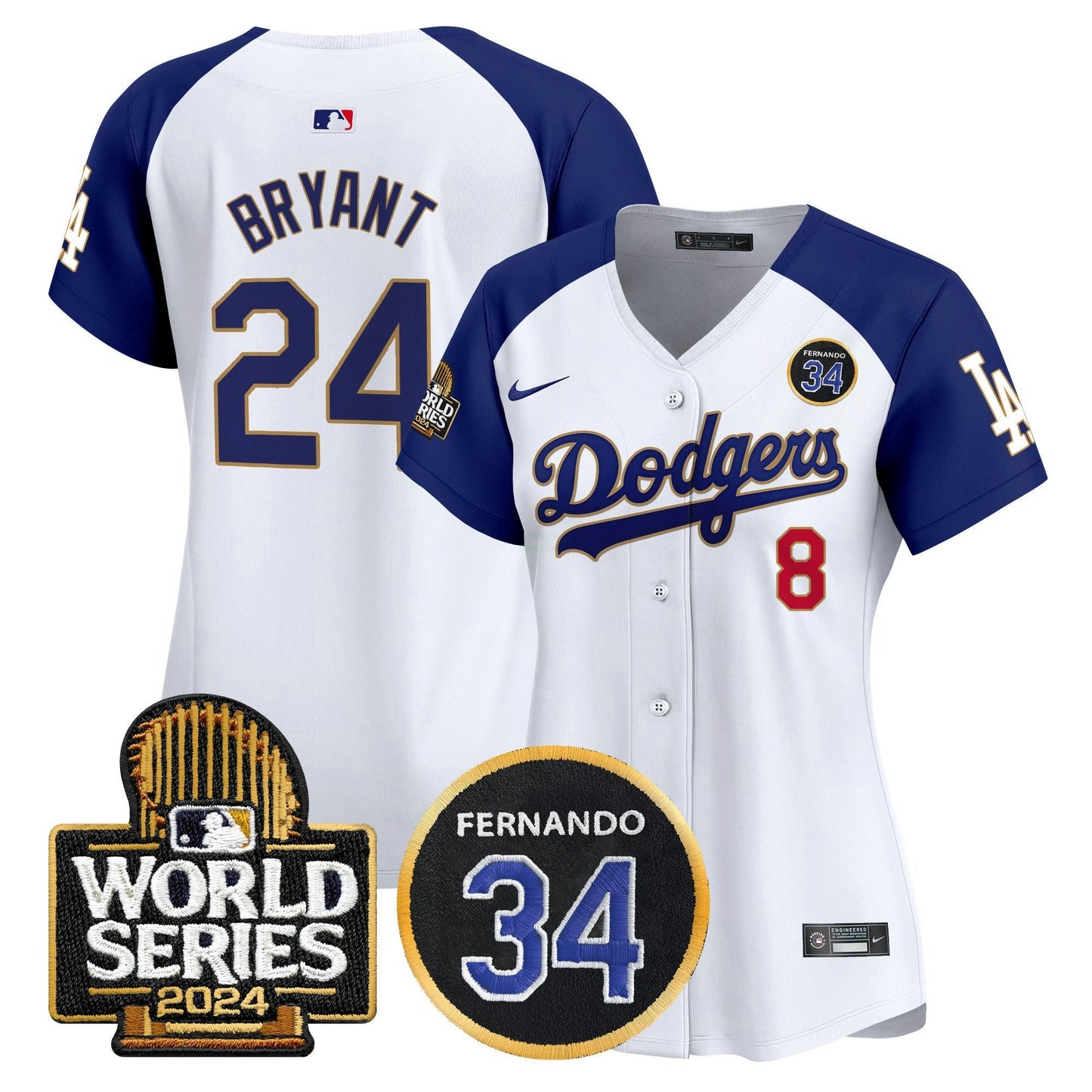 Camisa MLB Women’s Fernando Valenzuela Memorial & 2024 World Series Patch Vapor Premier Limited Jersey