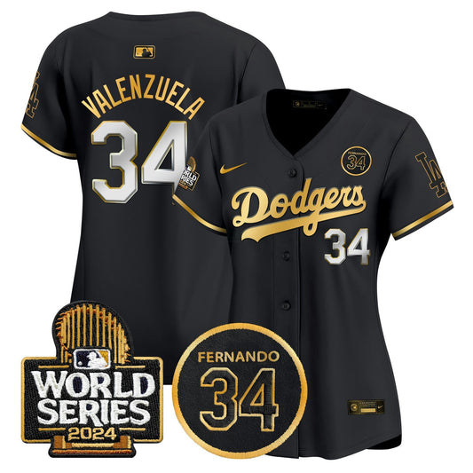 Camisa MLB Women’s Fernando Valenzuela Memorial & 2024 World Series Patch Vapor Premier Limited Jersey