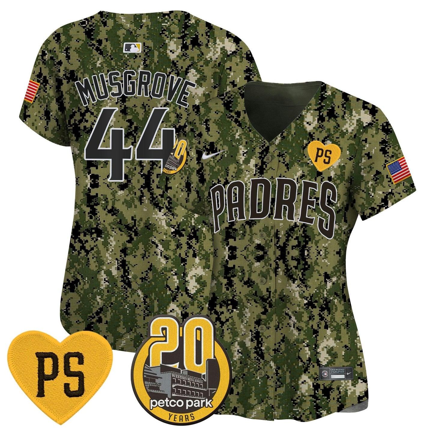 Camisa MLB Women’s “For Peter” & Petco Park 20th Patch USMC Vapor Premier Limited Jersey