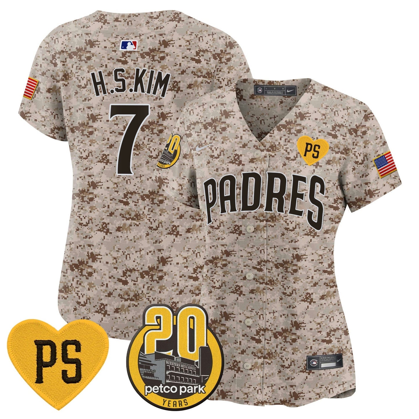 Camisa MLB Women’s “For Peter” & Petco Park 20th Patch USMC Vapor Premier Limited Jersey
