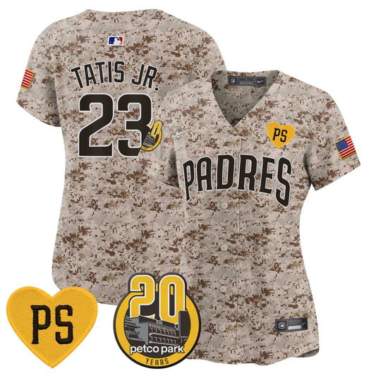 Camisa MLB Women’s “For Peter” & Petco Park 20th Patch USMC Vapor Premier Limited Jersey