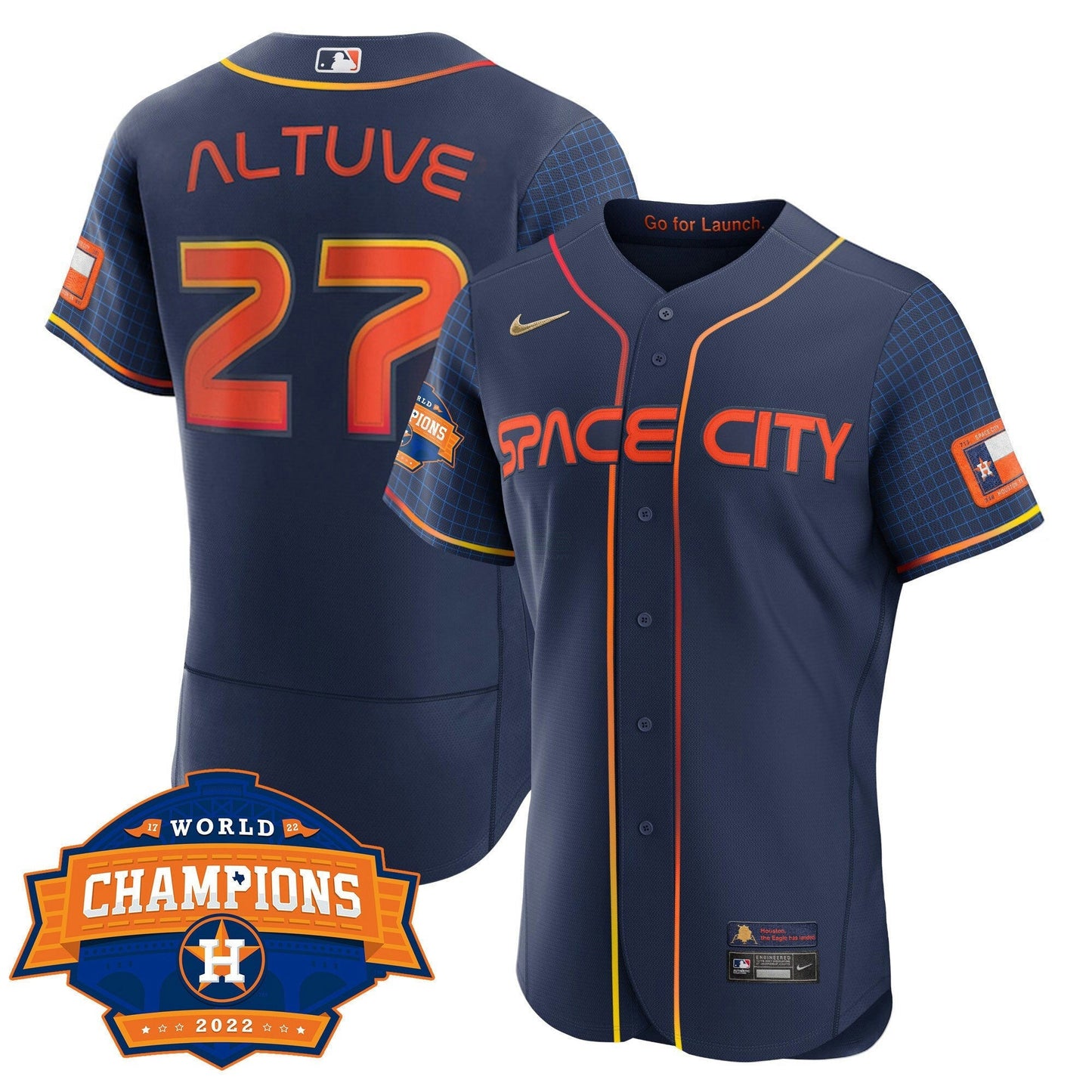 Camisa MLB Women’s Houston 2022 World Series Champions Patch Limited Jersey