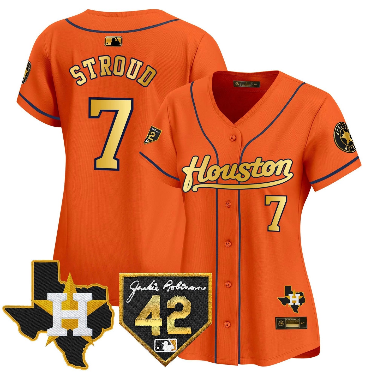 Camisa MLB Women’s Houston 2024 Jackie Robinson Patch Vapor Premier Limited Jersey