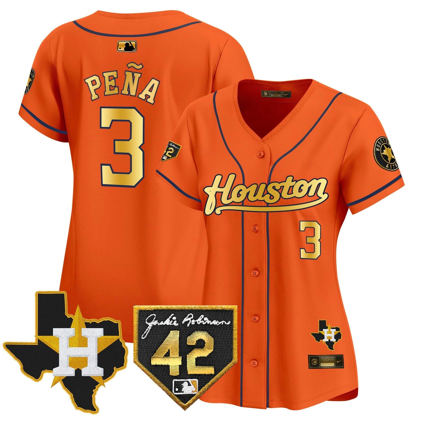 Camisa MLB Women’s Houston 2024 Jackie Robinson Patch Vapor Premier Limited Jersey