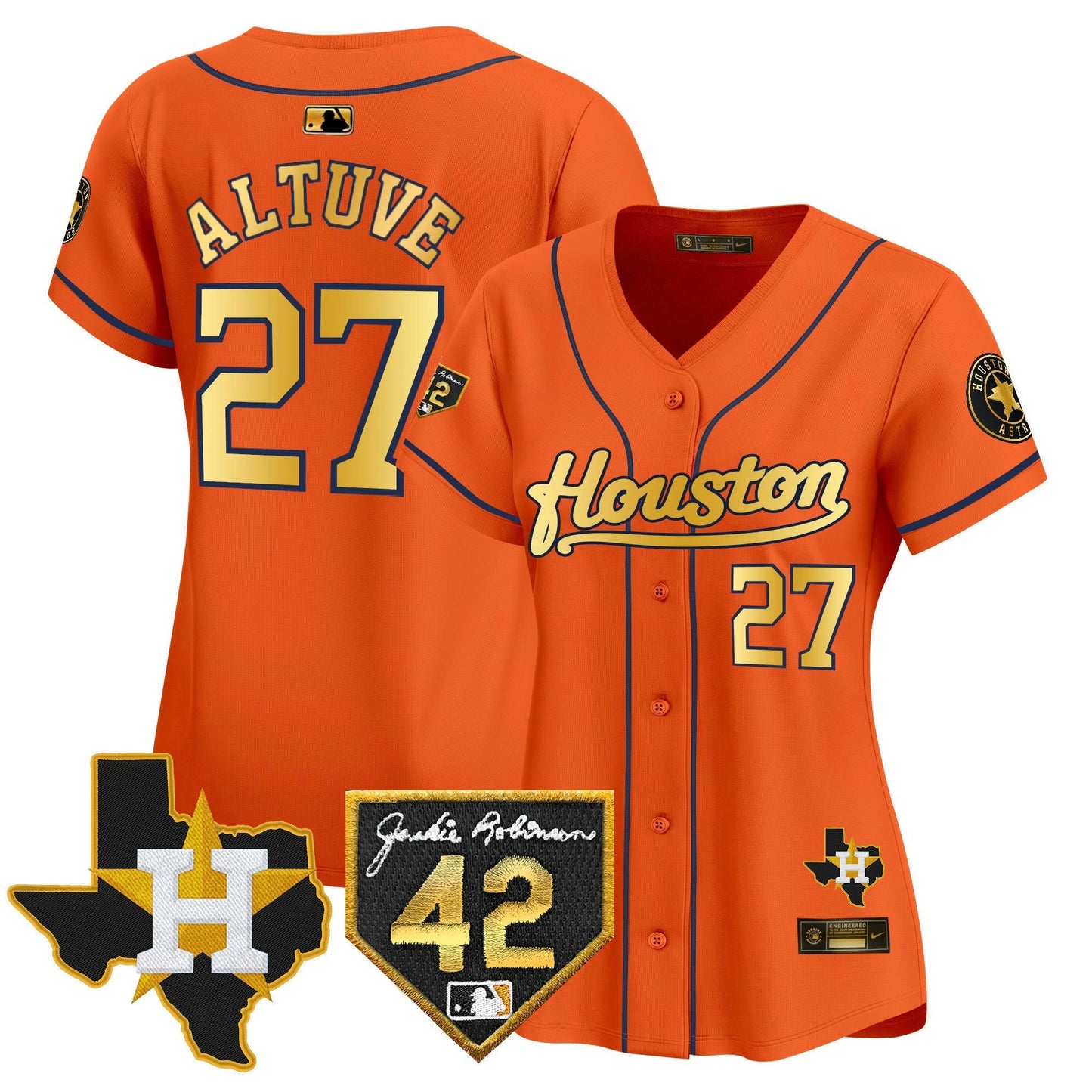 Camisa MLB Women’s Houston 2024 Jackie Robinson Patch Vapor Premier Limited Jersey