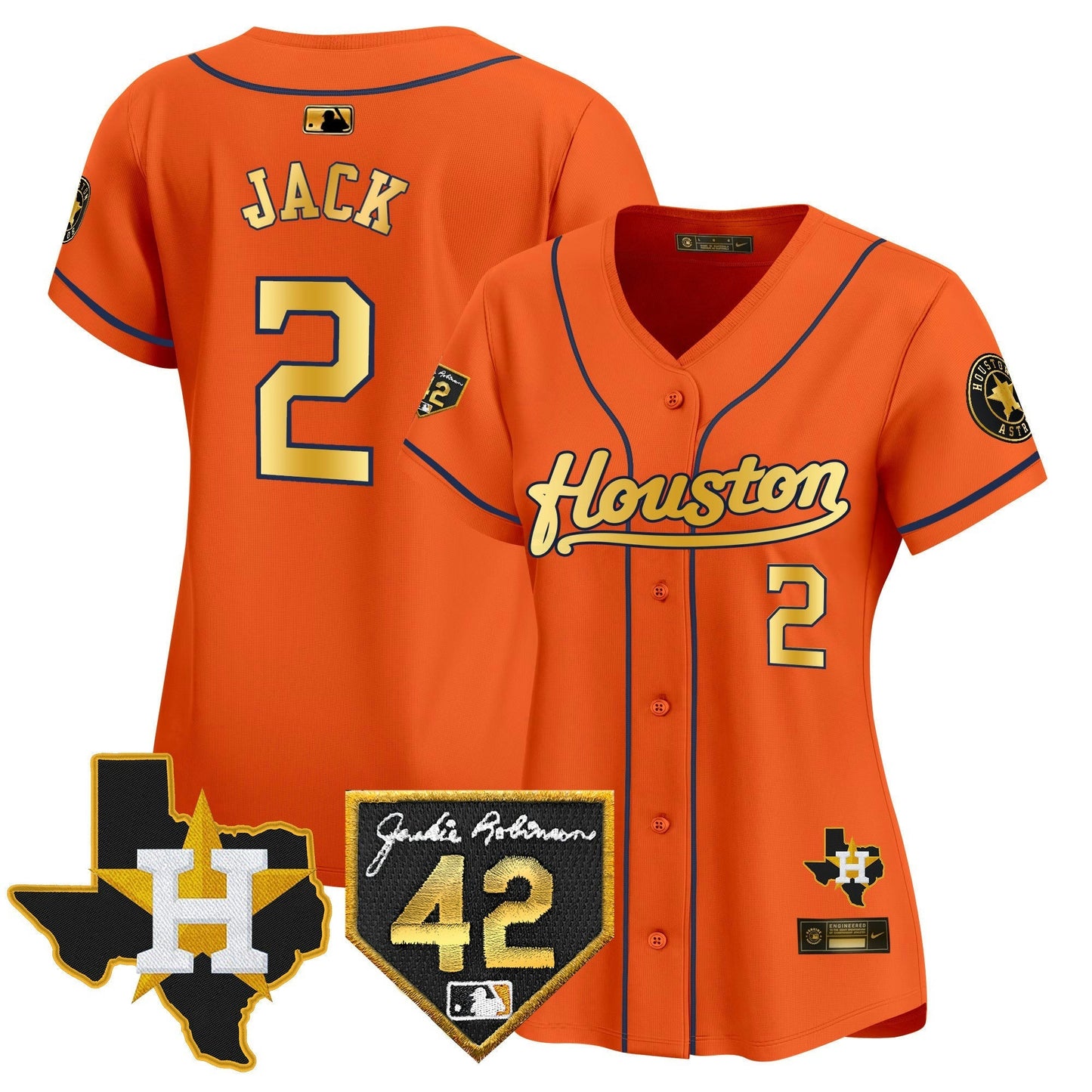 Camisa MLB Women’s Houston 2024 Jackie Robinson Patch Vapor Premier Limited Jersey