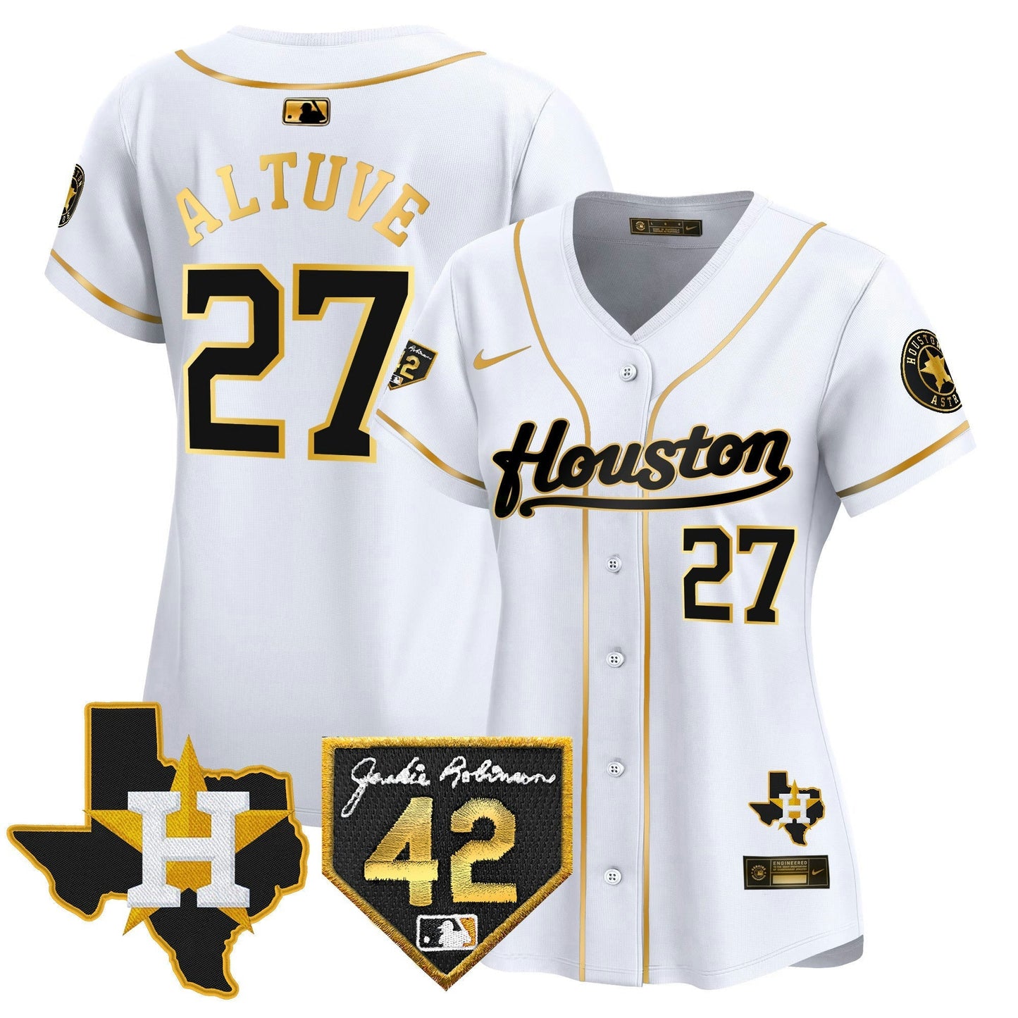 Camisa MLB Women’s Houston 2024 Jackie Robinson Patch Vapor Premier Limited Jersey