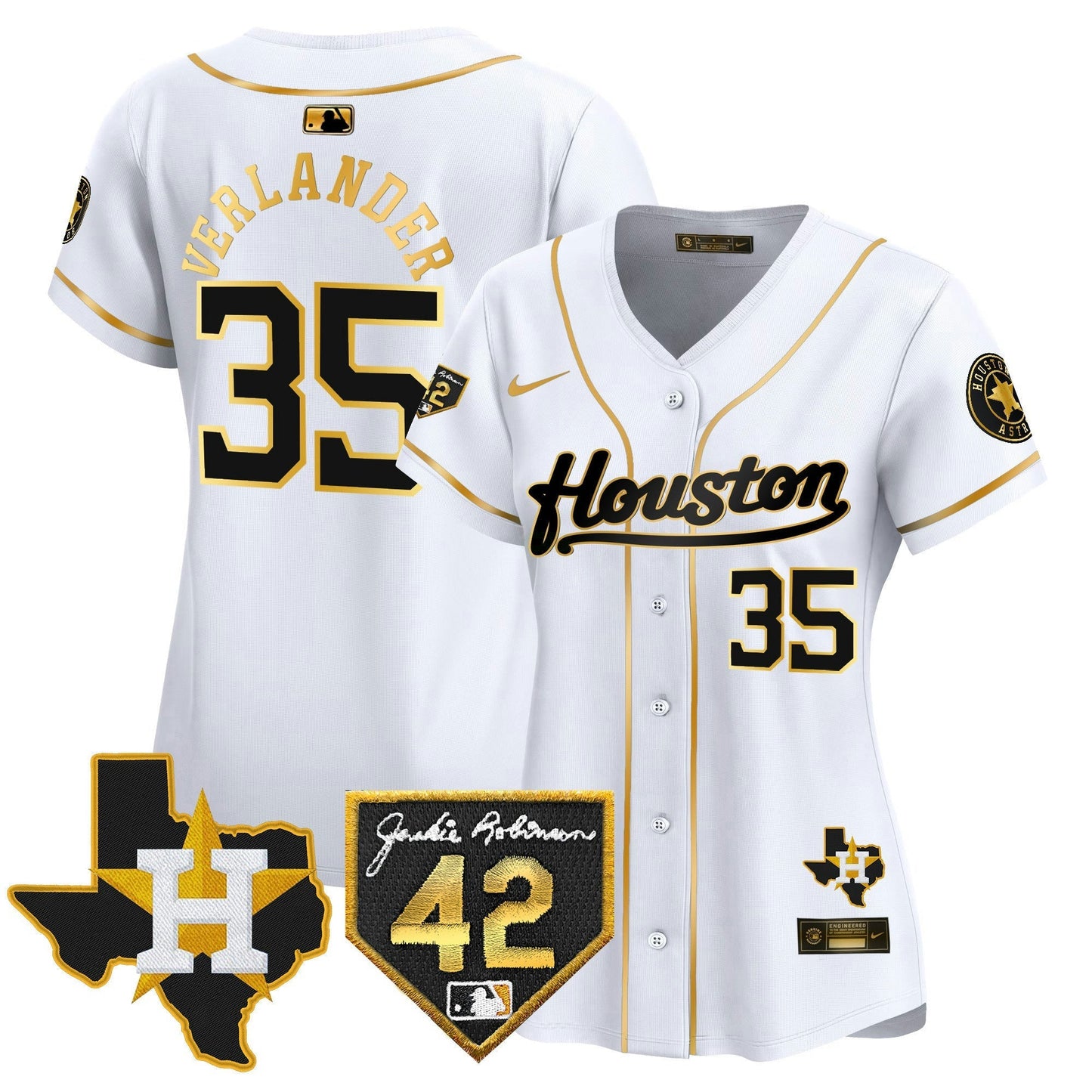Camisa MLB Women’s Houston 2024 Jackie Robinson Patch Vapor Premier Limited Jersey