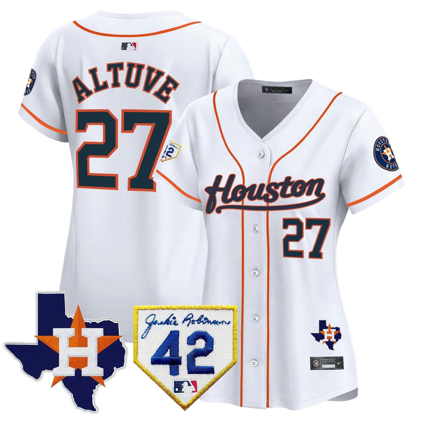 Camisa MLB Women’s Houston 2024 Jackie Robinson Patch Vapor Premier Limited Jersey